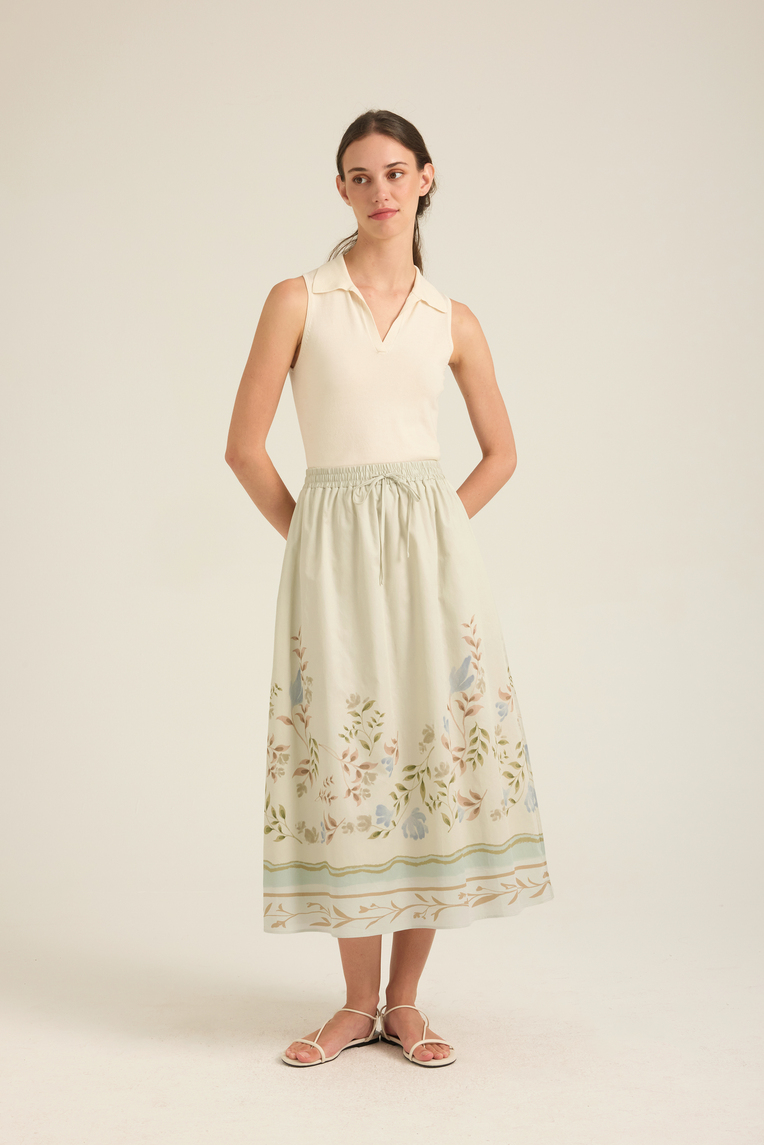 Garden Cotton Midi Skirt