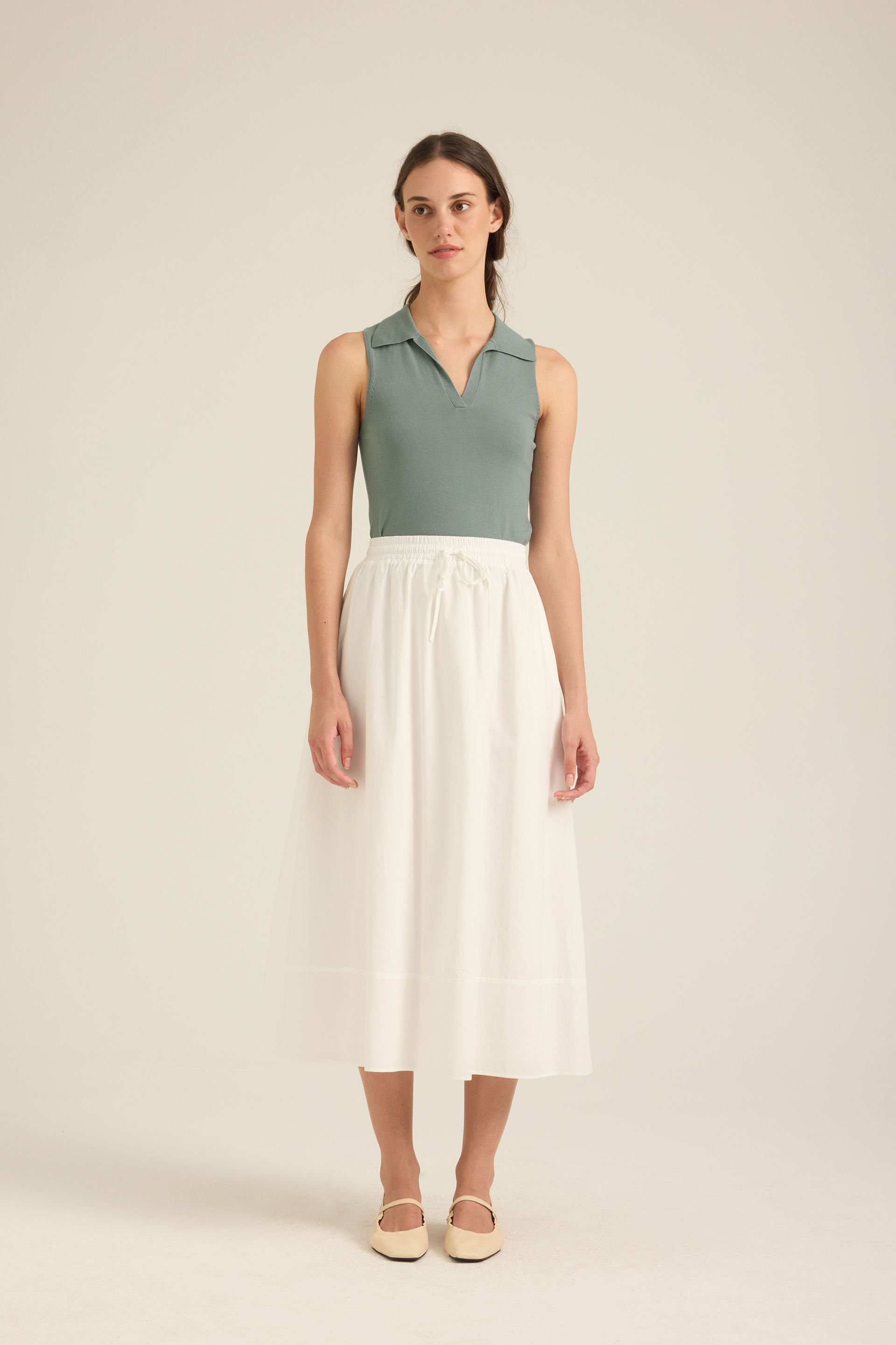 Modal-Cotton Midi Skirt