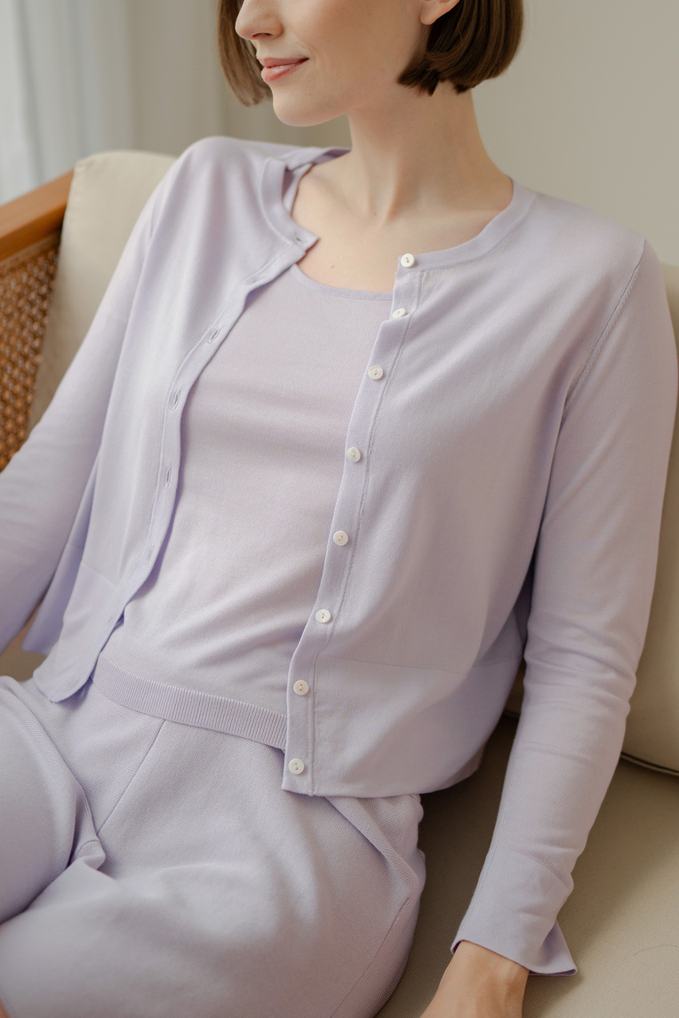 Double-Faced Silk Cotton X Knit Cardigan main image 1