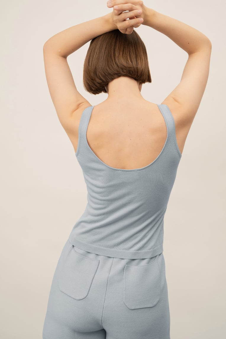 Silk Knit Scoop-Neck Top