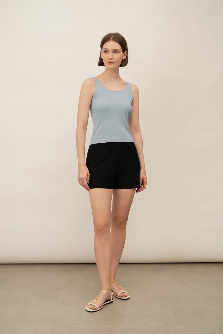 Silk Knit Scoop-Neck Top