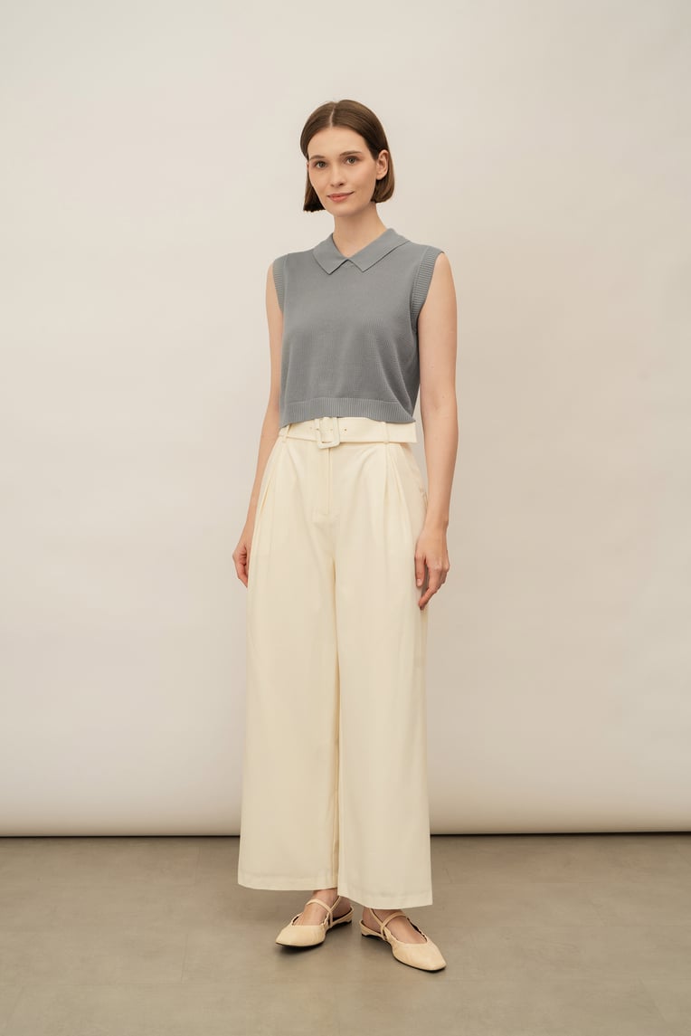 Wide-Leg Buckle Trousers