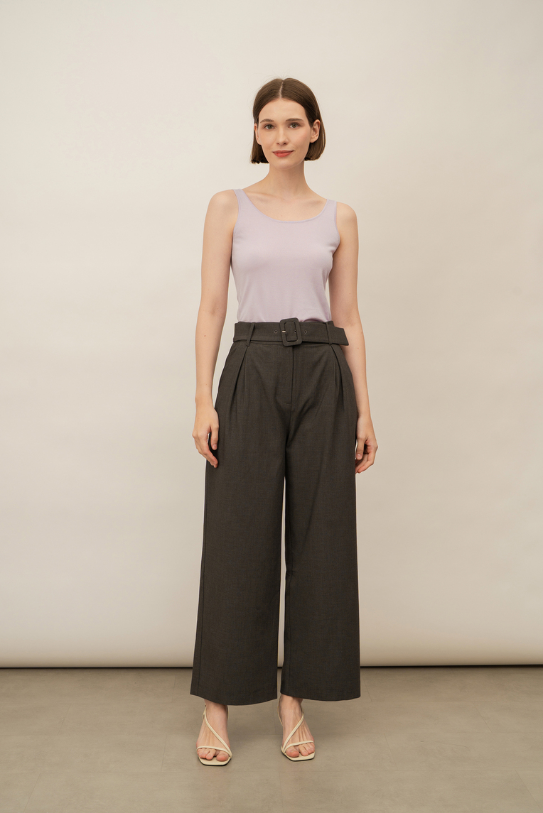 Wide-Leg Buckle Trousers