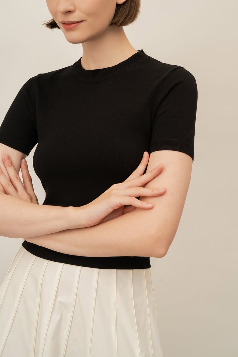 Silk Knit Fitted Tee