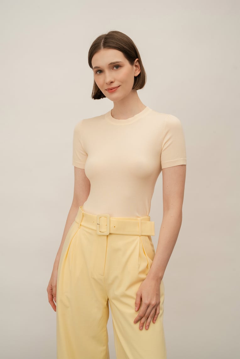 Silk Knit Fitted Tee