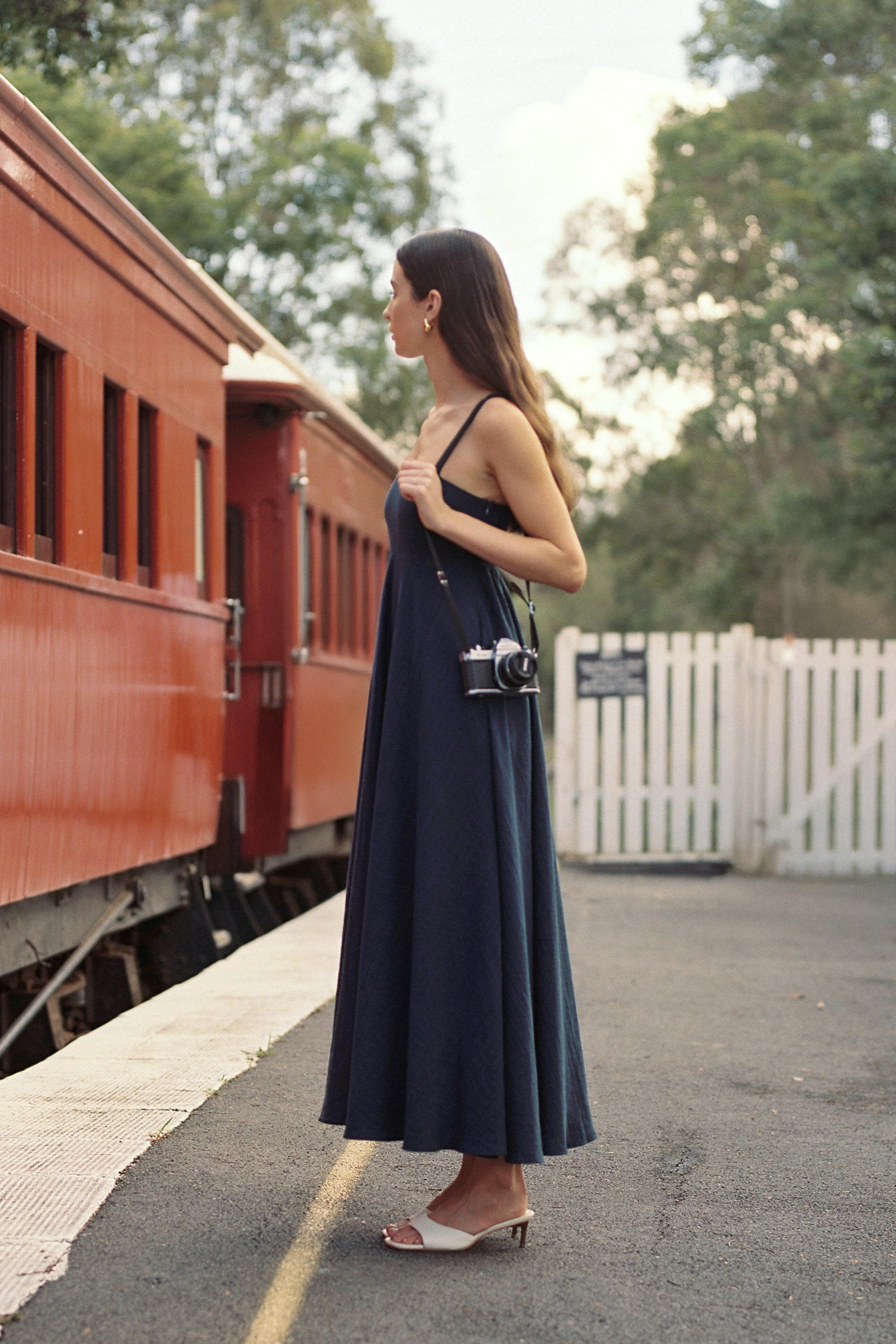 Crinkled Smocked-Back Sundress