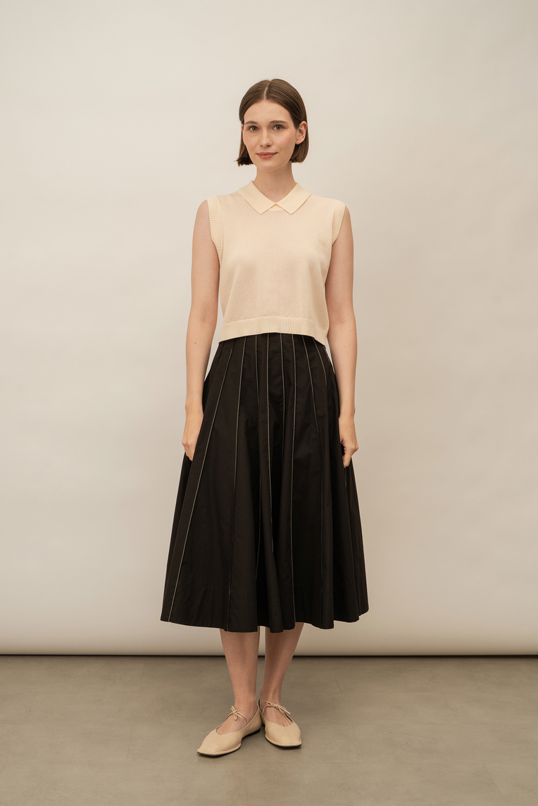 Contrast Stitch Midi Skirt