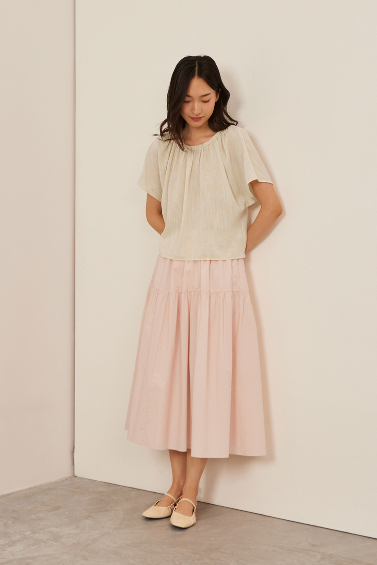 Textured Gathered Cropped Top