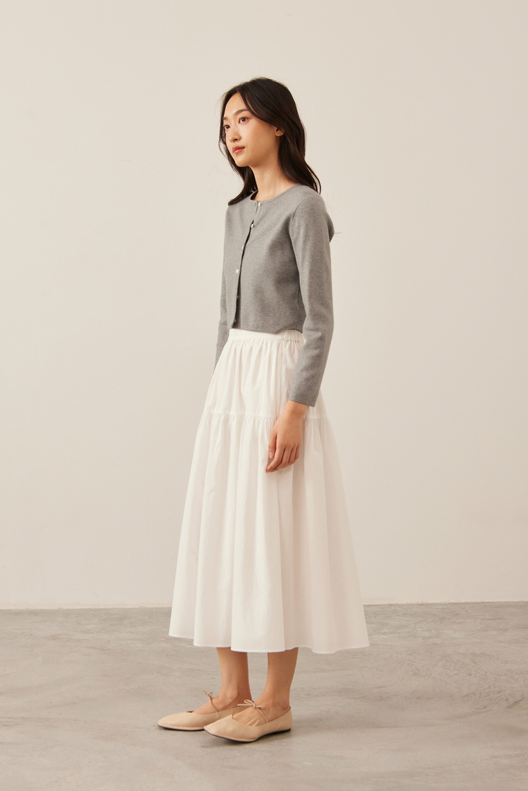 Cotton Tiered Midi Skirt