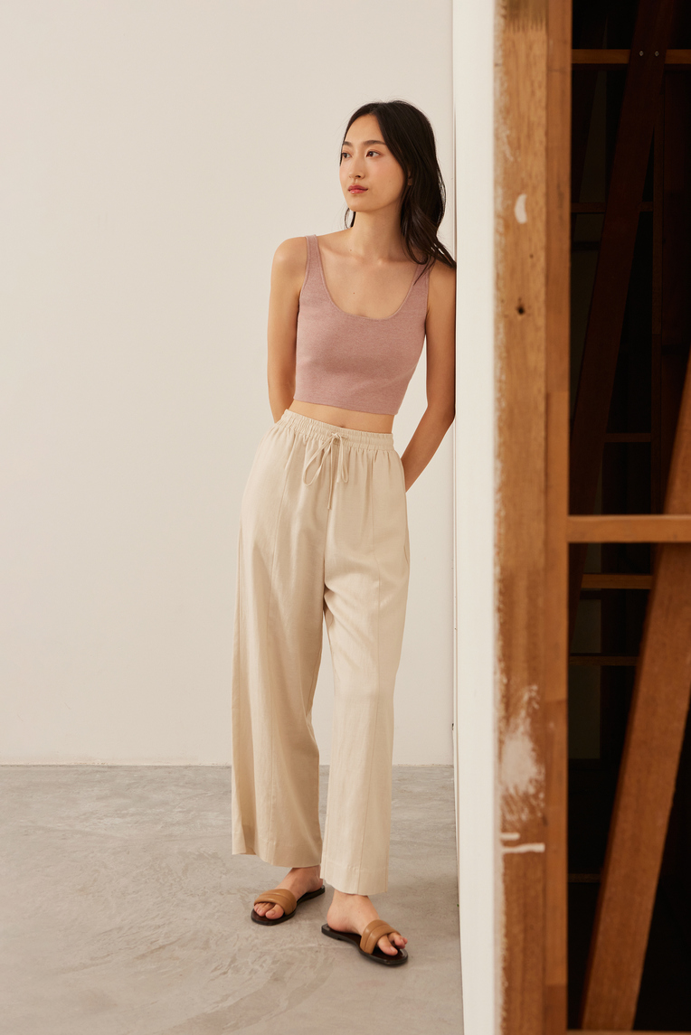 Square-Neck Knit Crop Top 