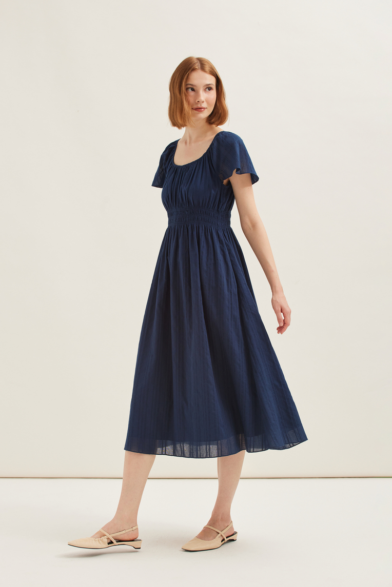 Smocked Cotton Midi Dress