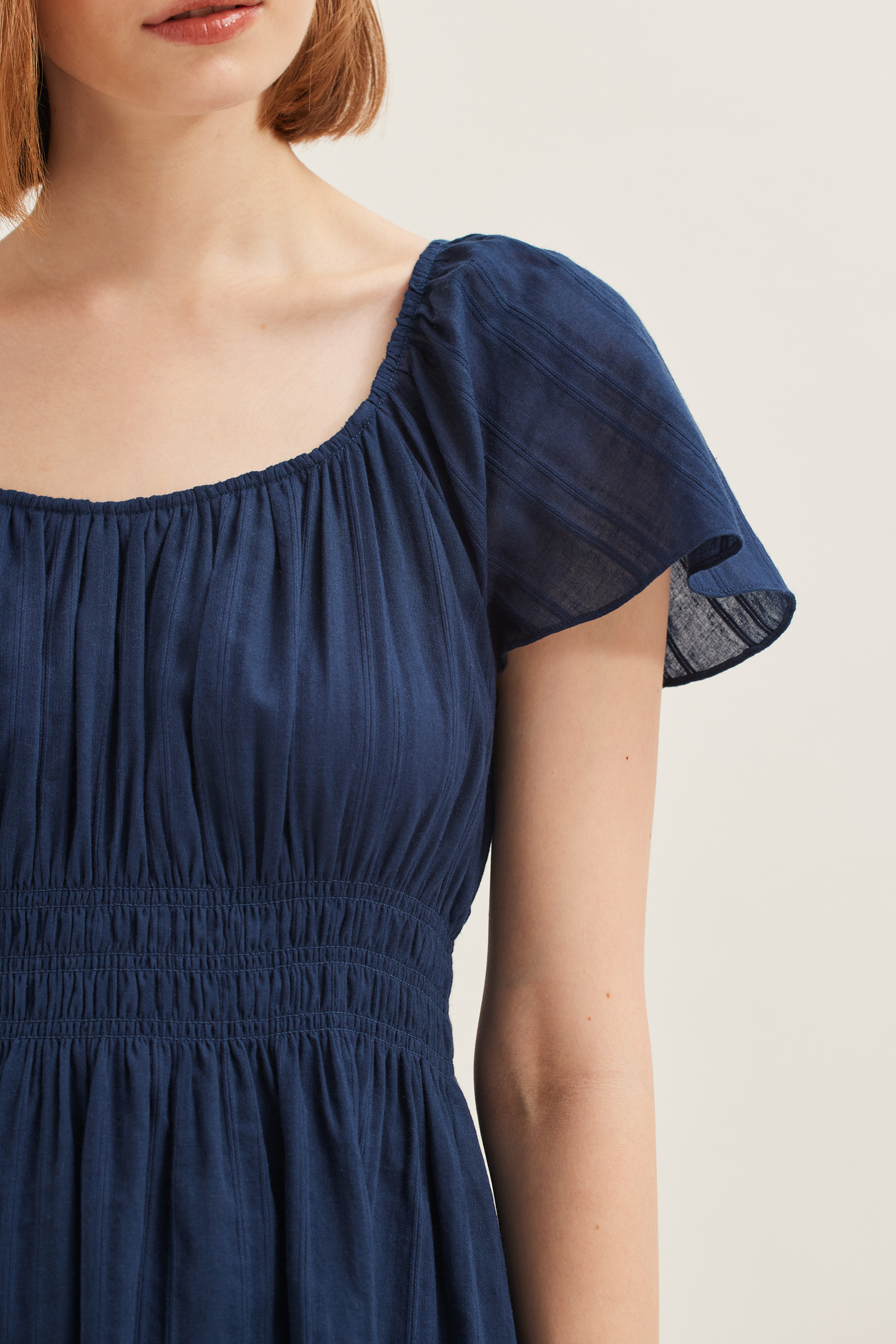 Smocked Cotton Midi Dress