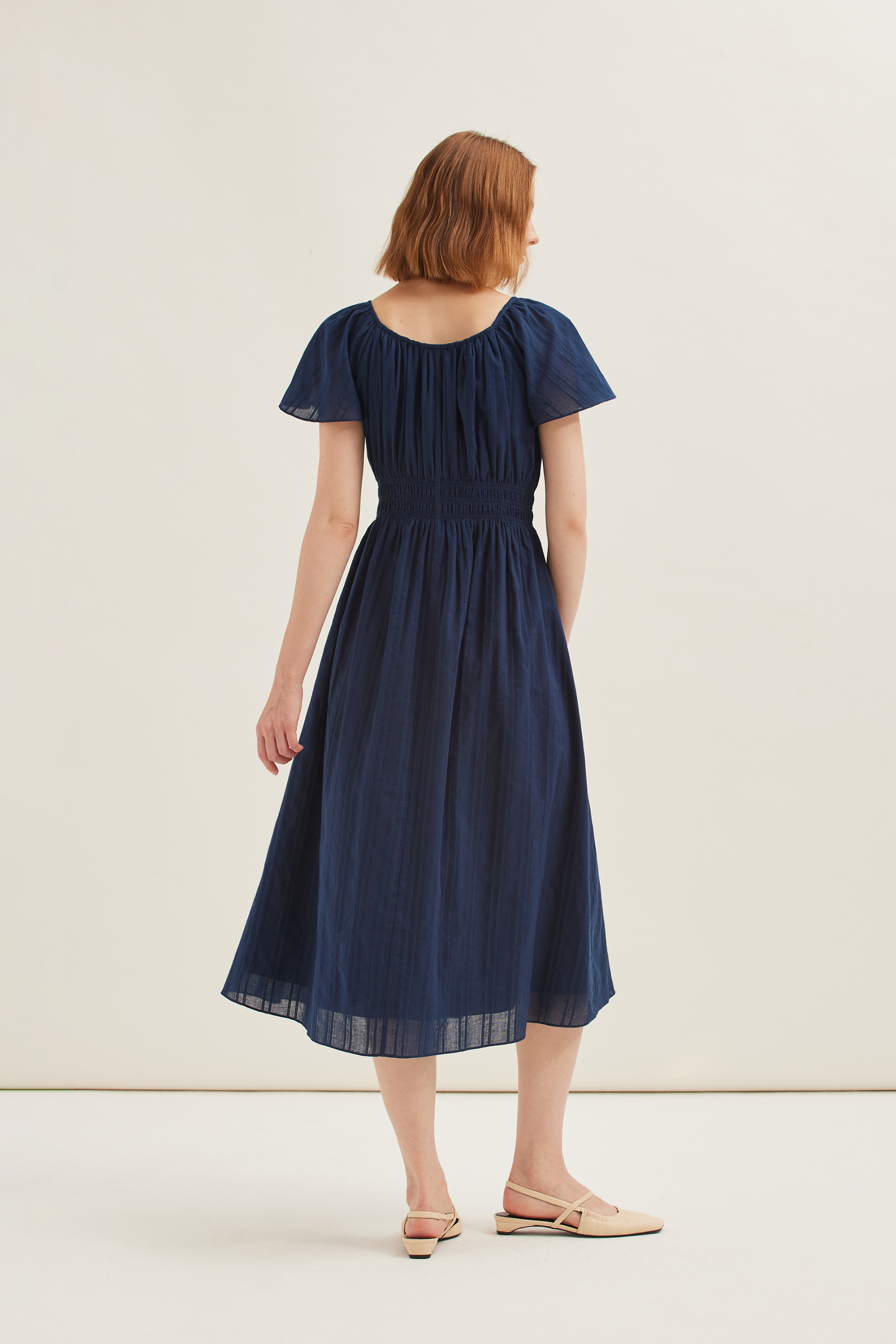 Smocked Cotton Midi Dress