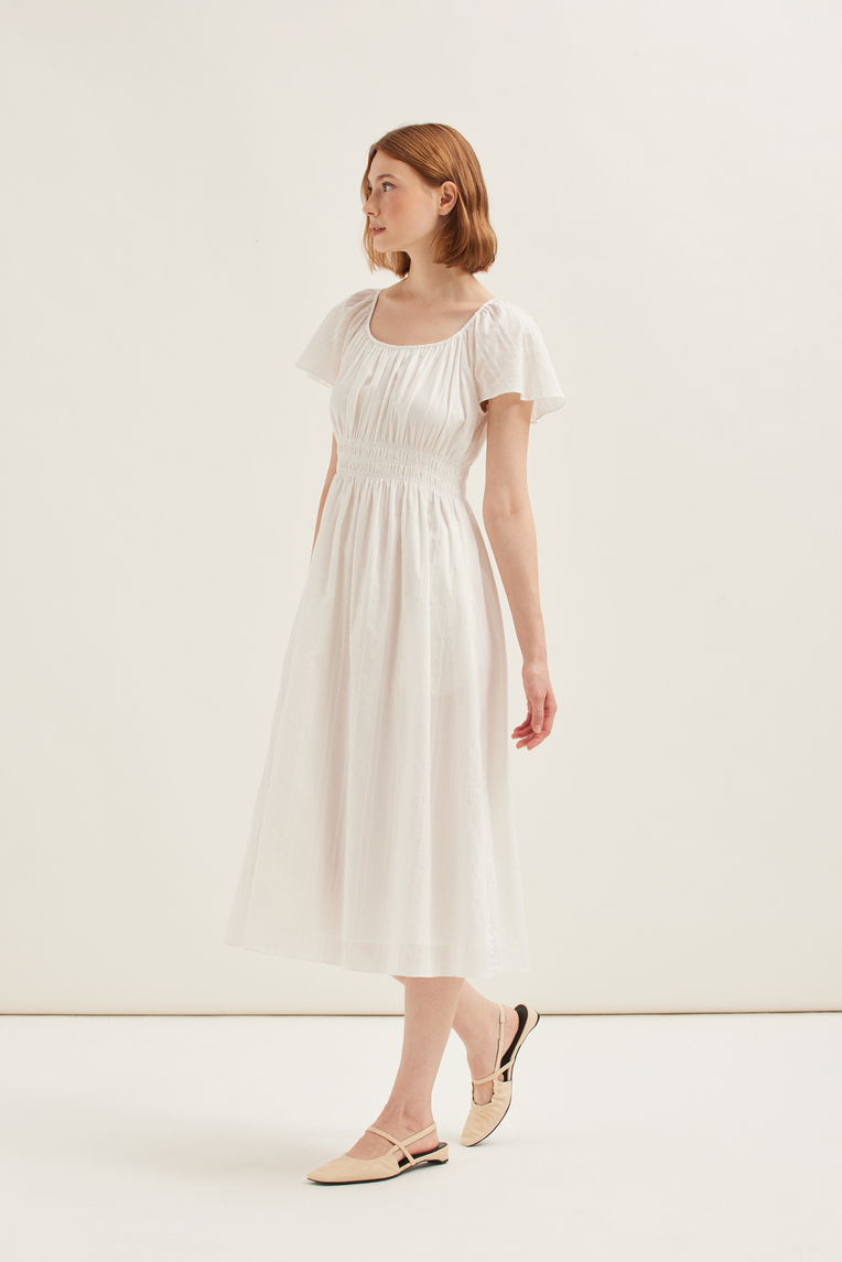 Smocked Cotton Midi Dress