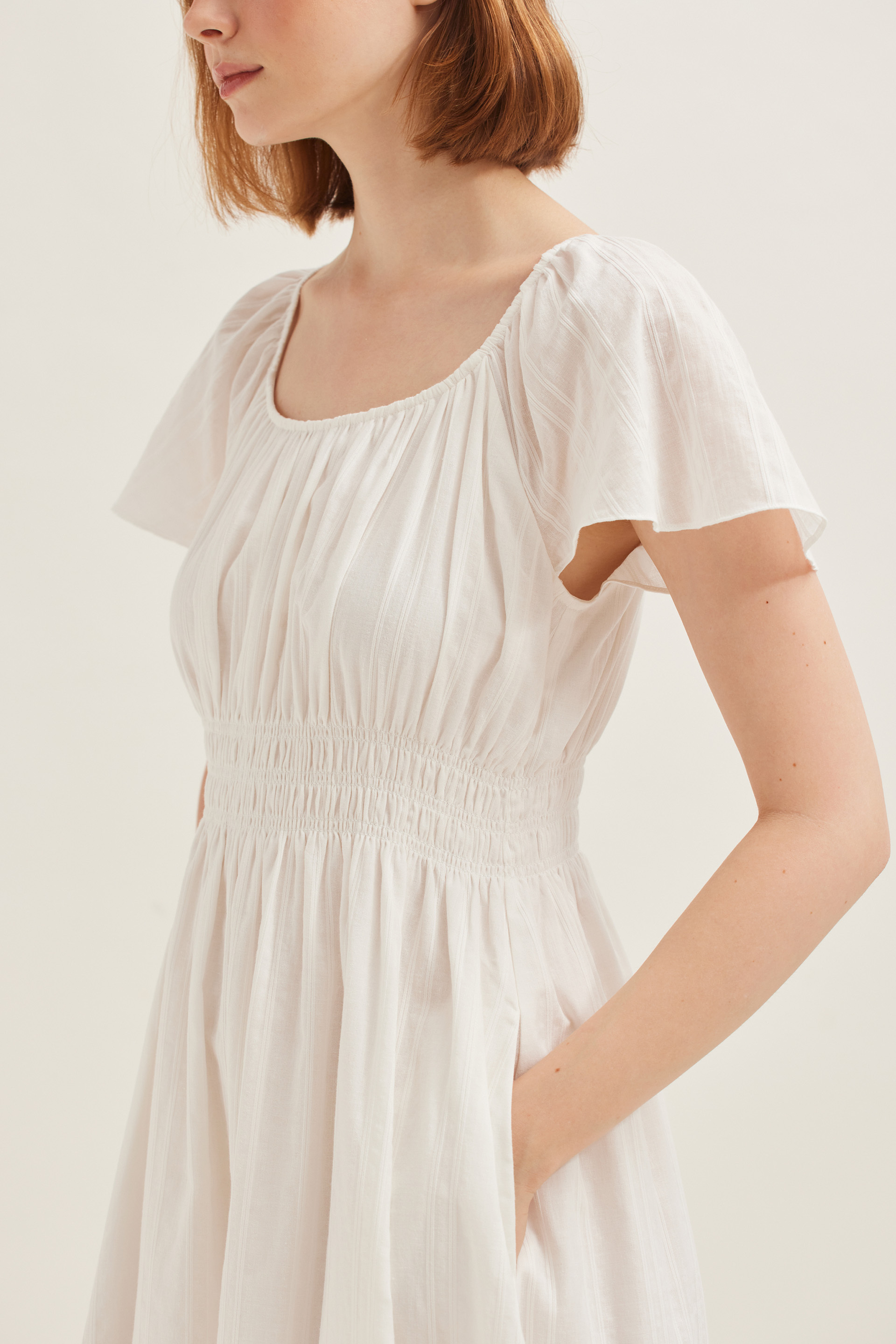 Smocked Cotton Midi Dress