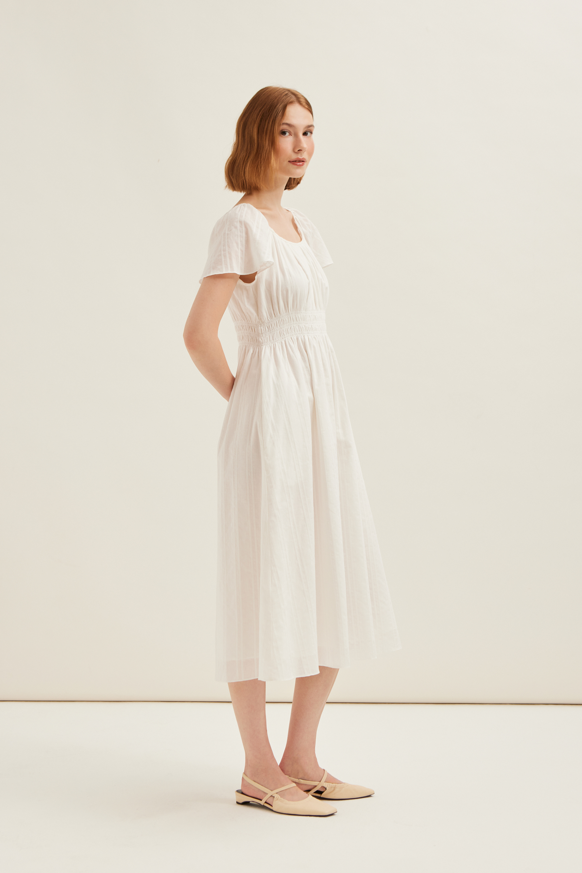 Smocked Cotton Midi Dress