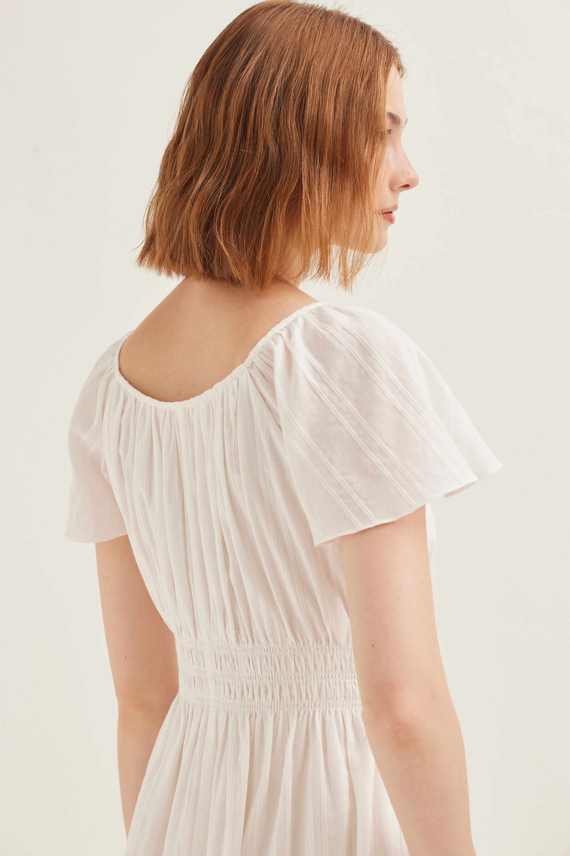 Smocked Cotton Midi Dress