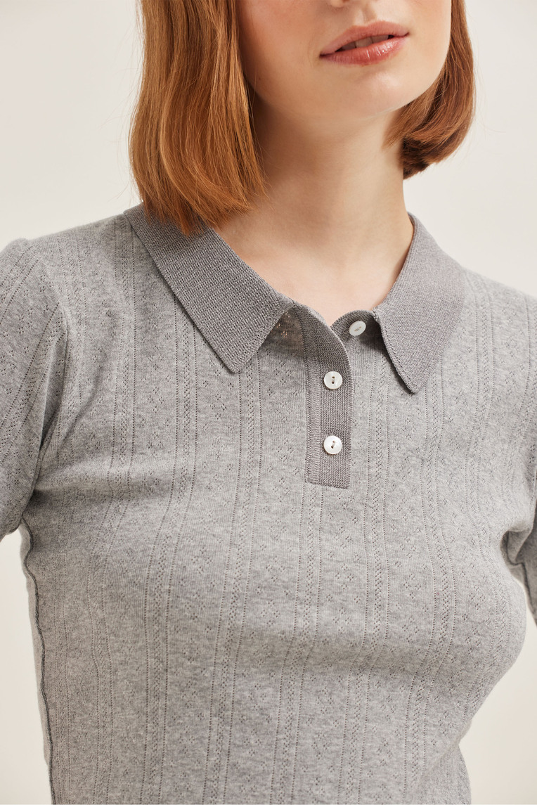 Pointelle Knit Polo