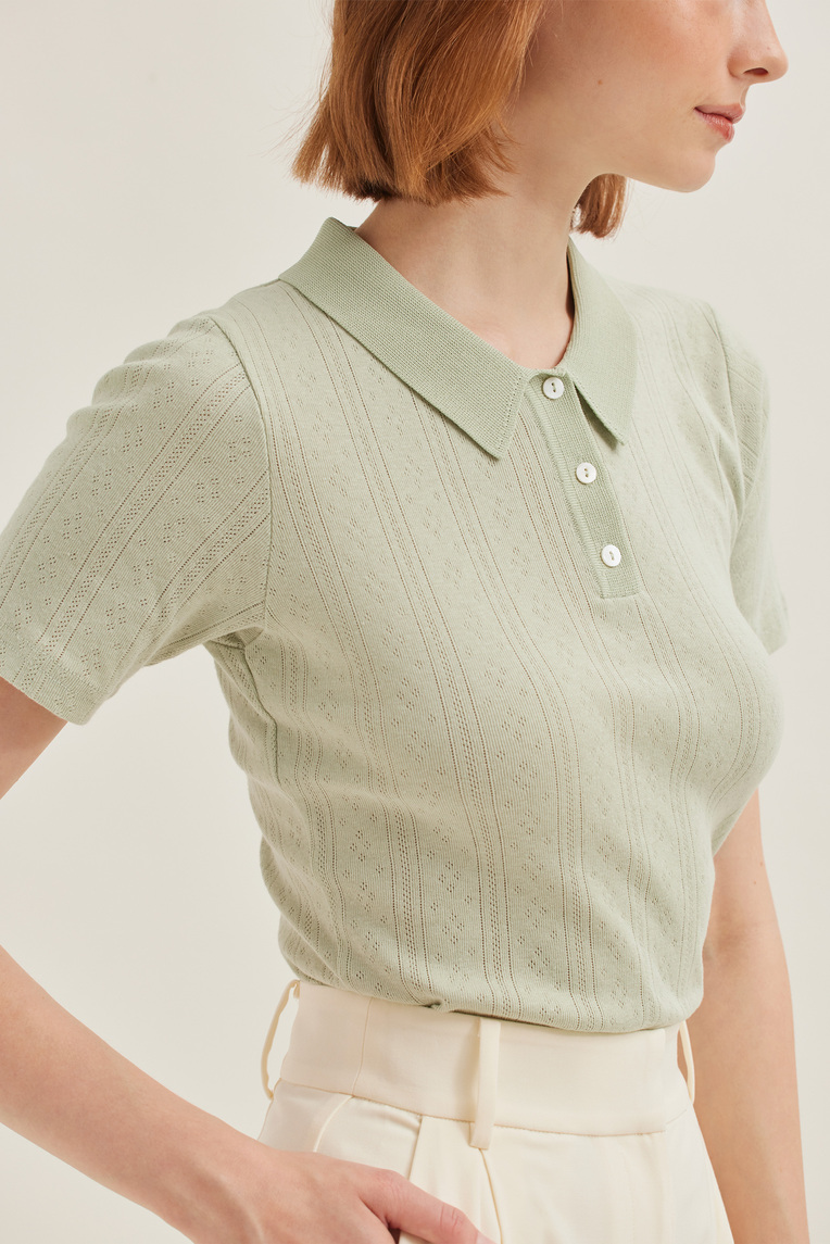 Pointelle Knit Polo