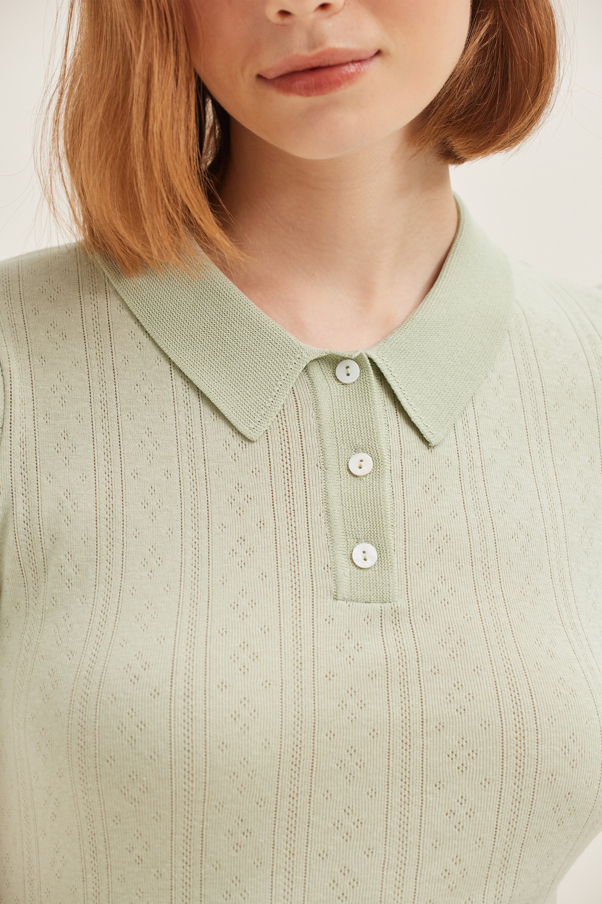 Pointelle Knit Polo