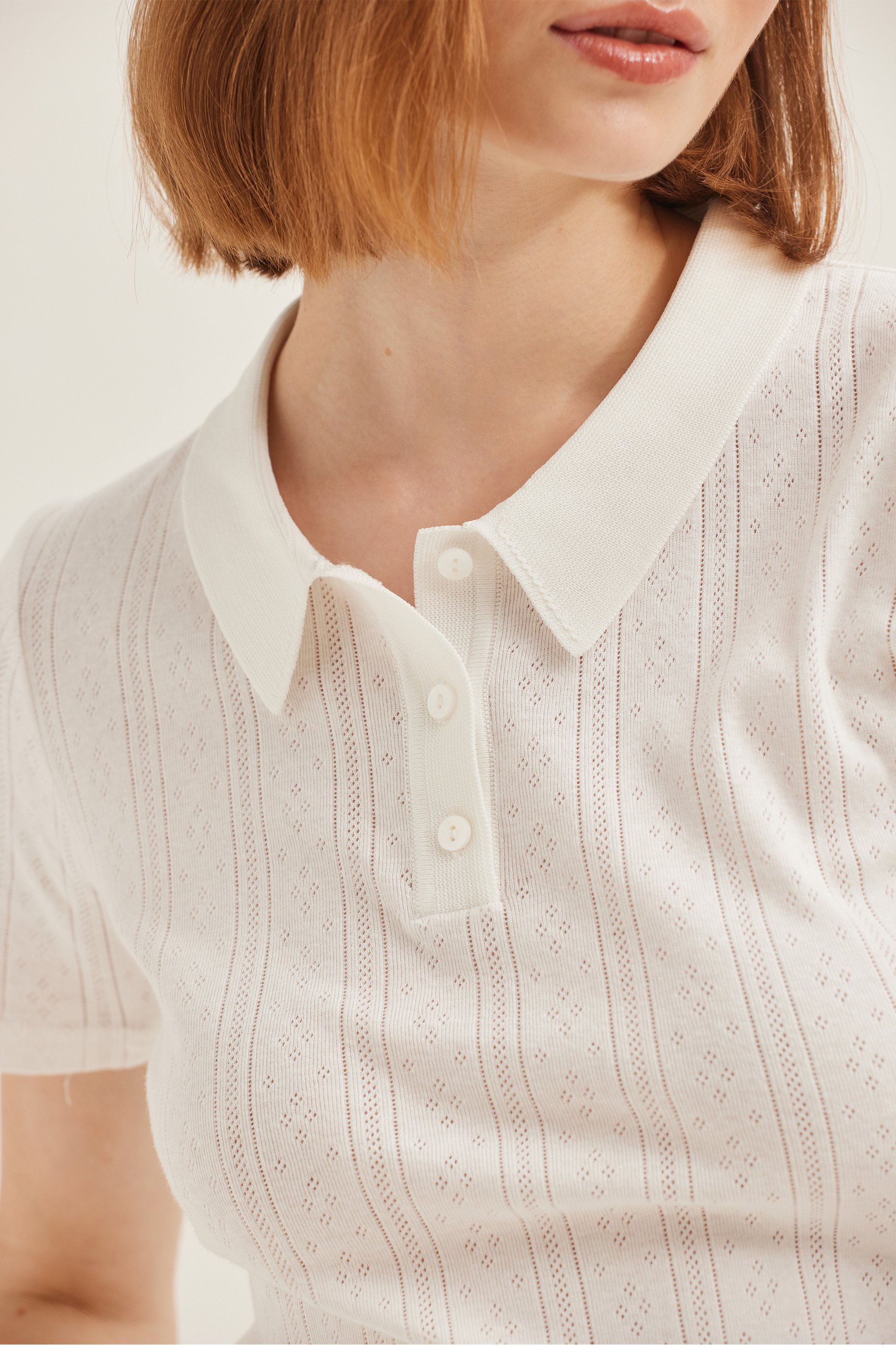 Pointelle Knit Polo