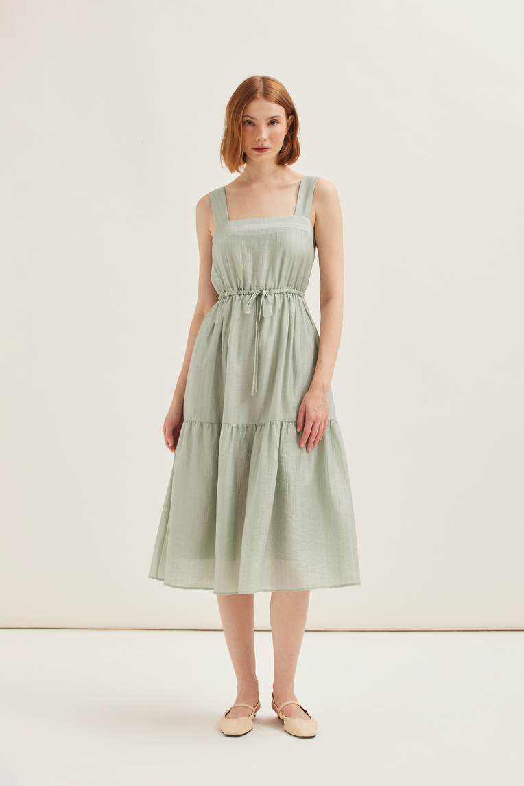 Crinkled Viscose Tiered Dress