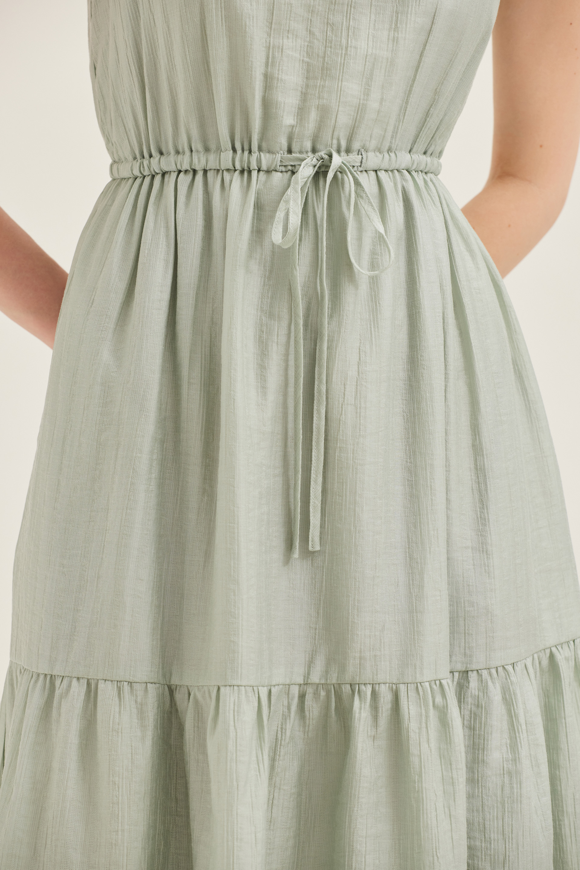 Crinkled Viscose Tiered Dress