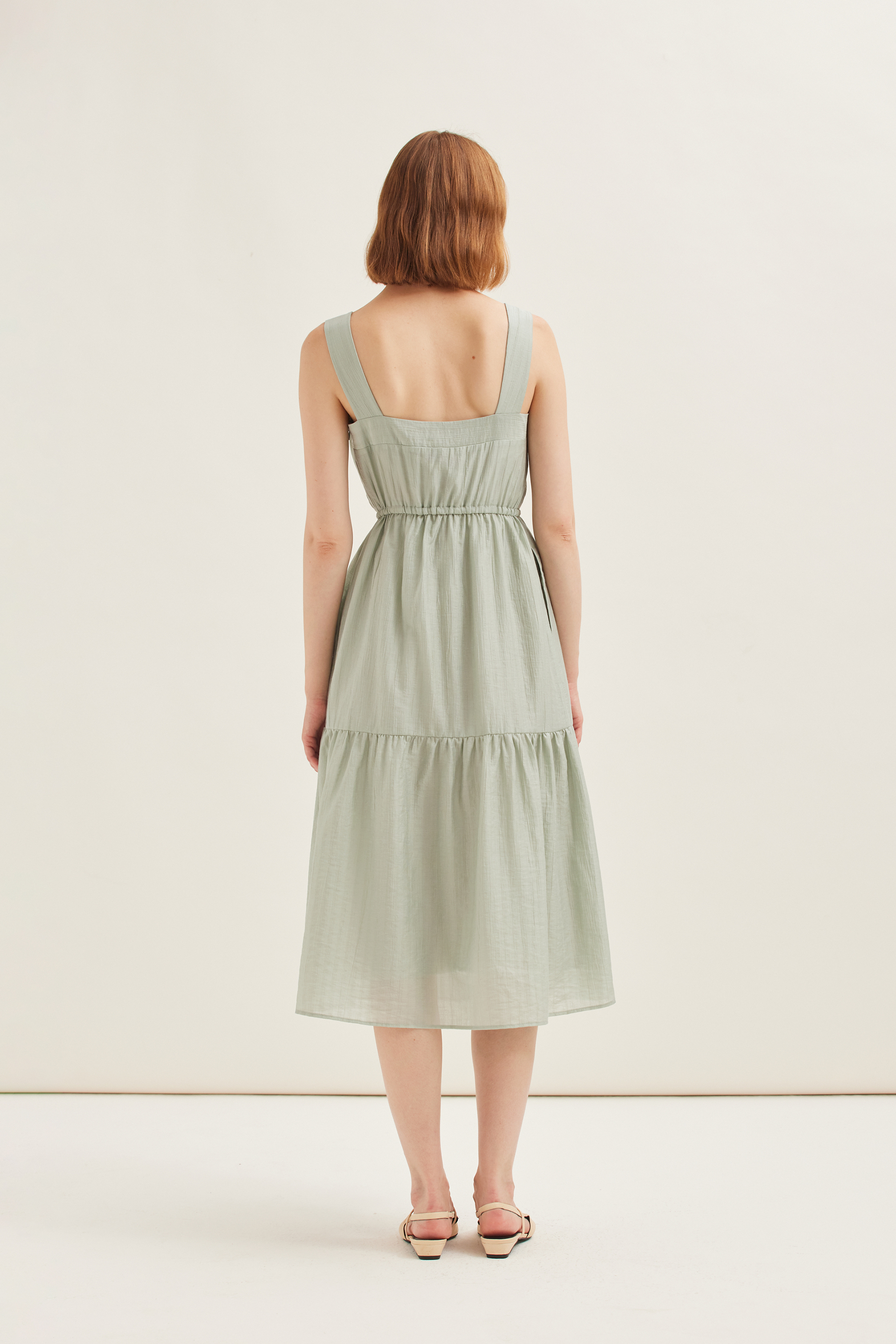 Crinkled Viscose Tiered Dress