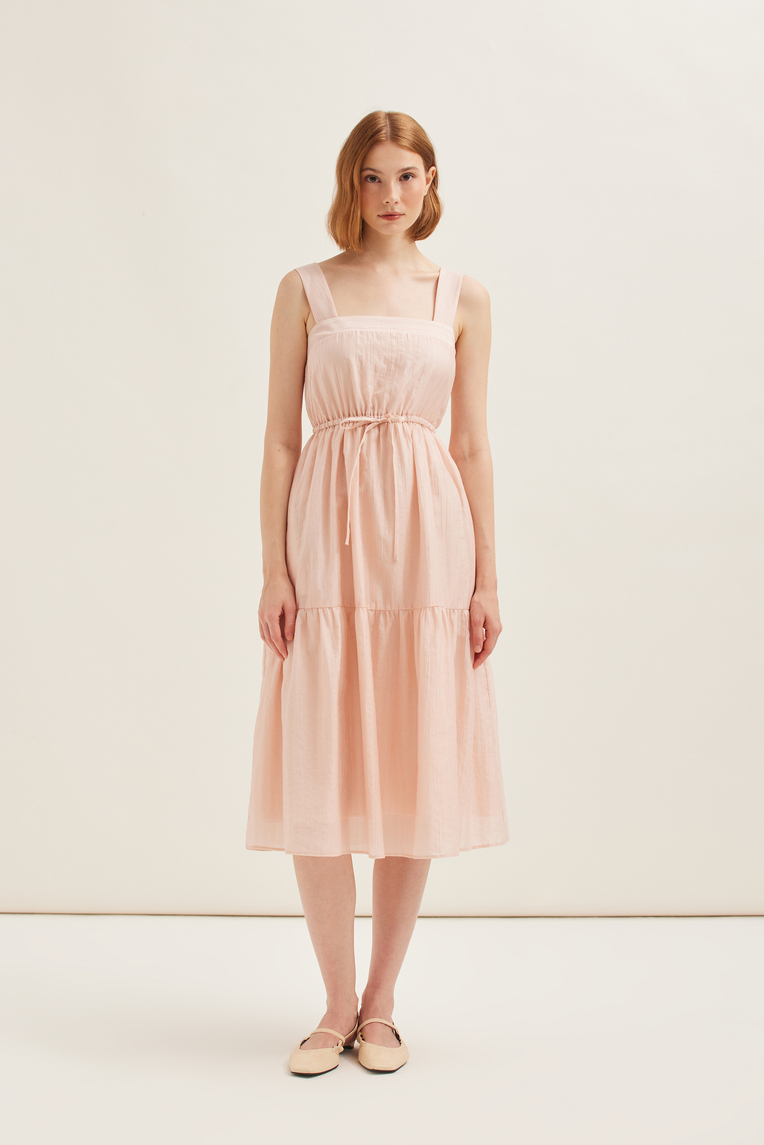 Crinkled Viscose Tiered Dress