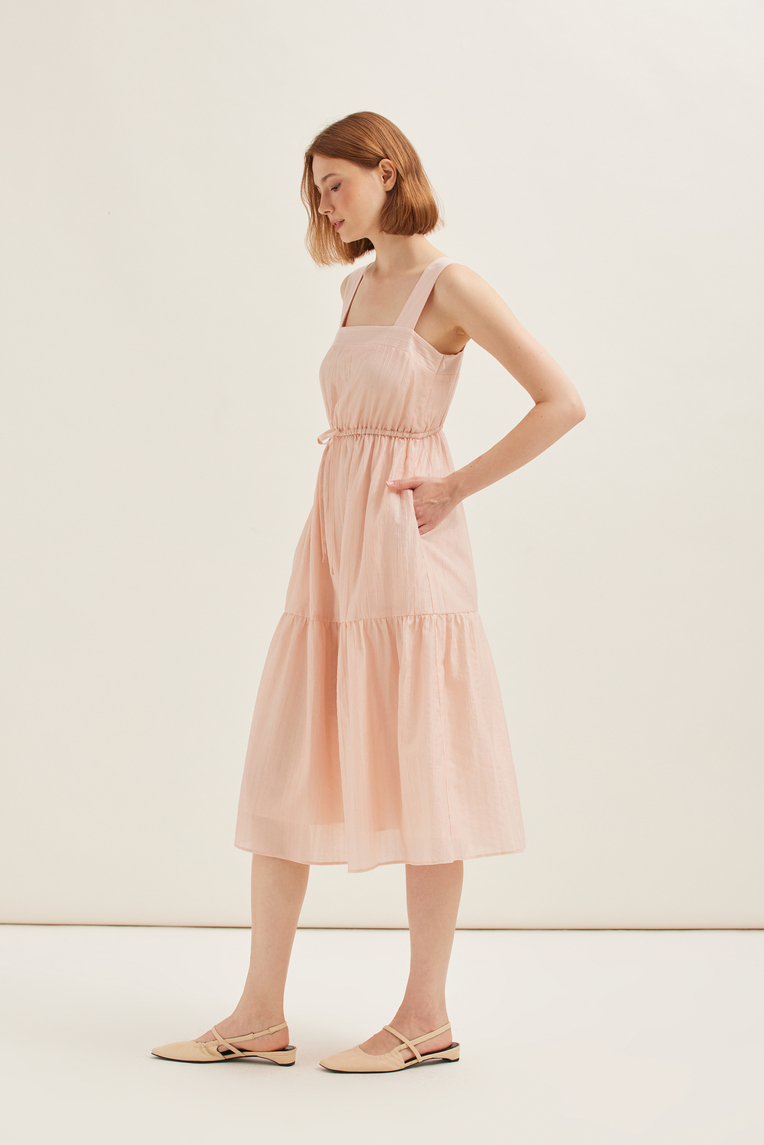 Crinkled Viscose Tiered Dress