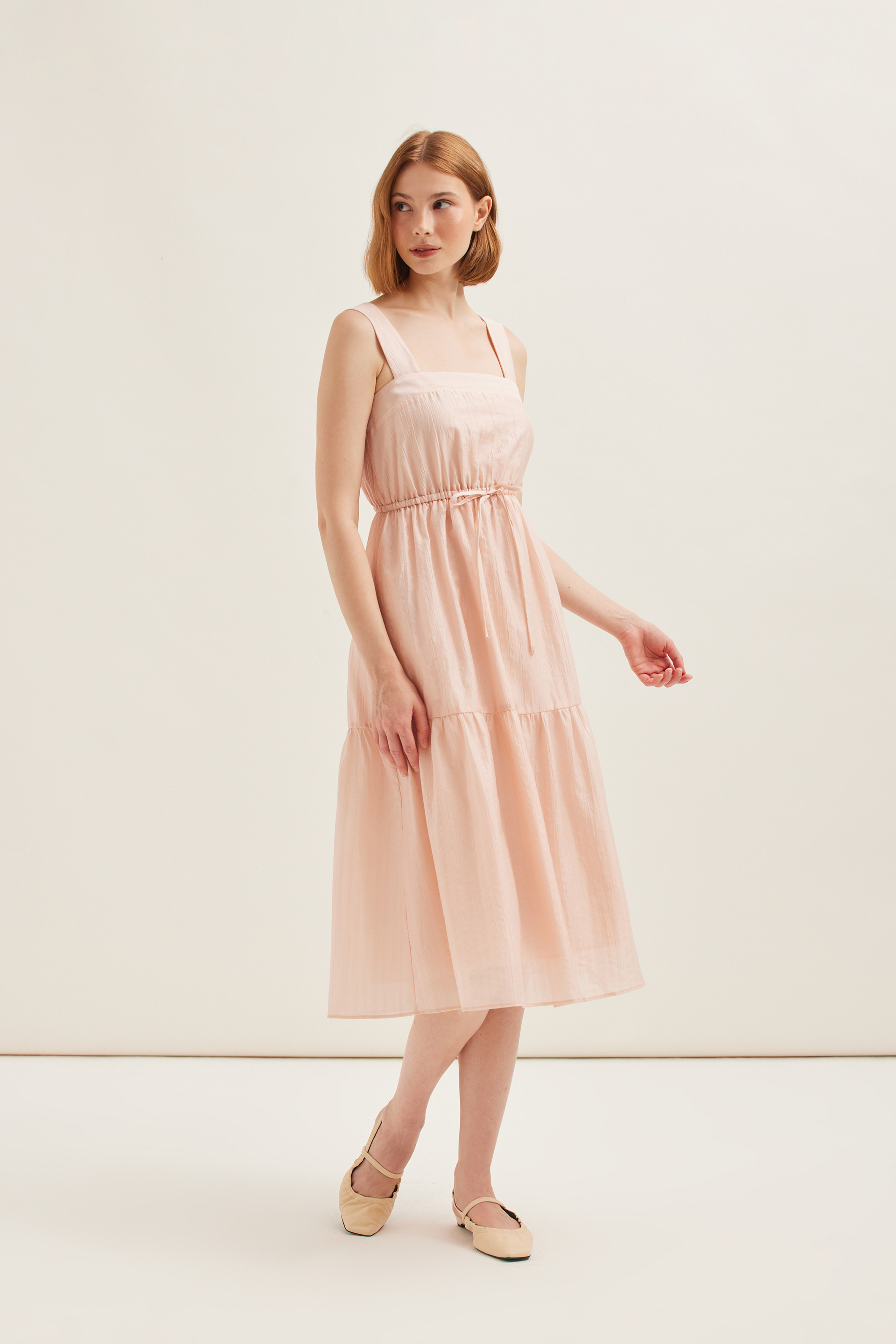 Crinkled Viscose Tiered Dress