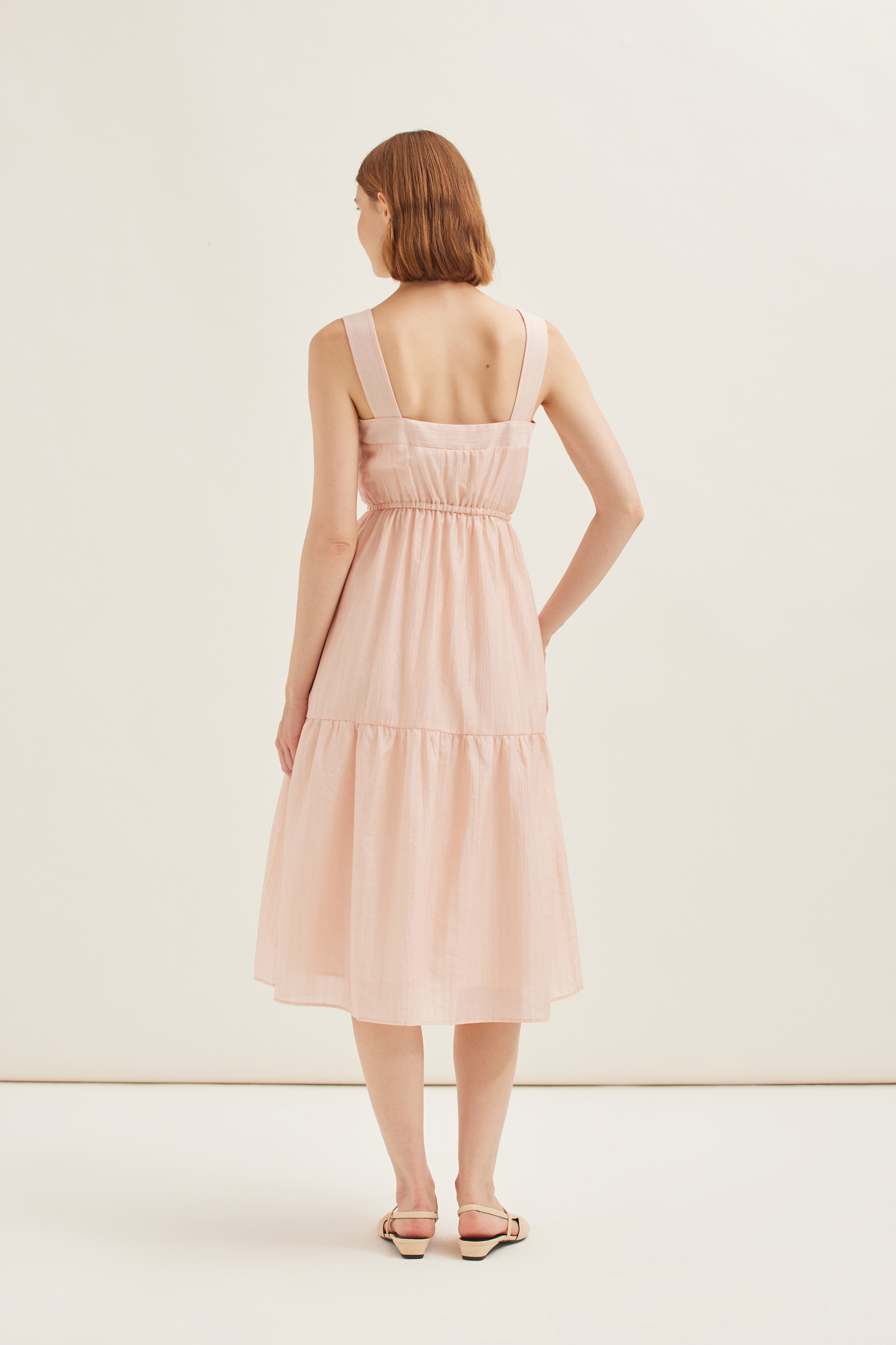 Crinkled Viscose Tiered Dress