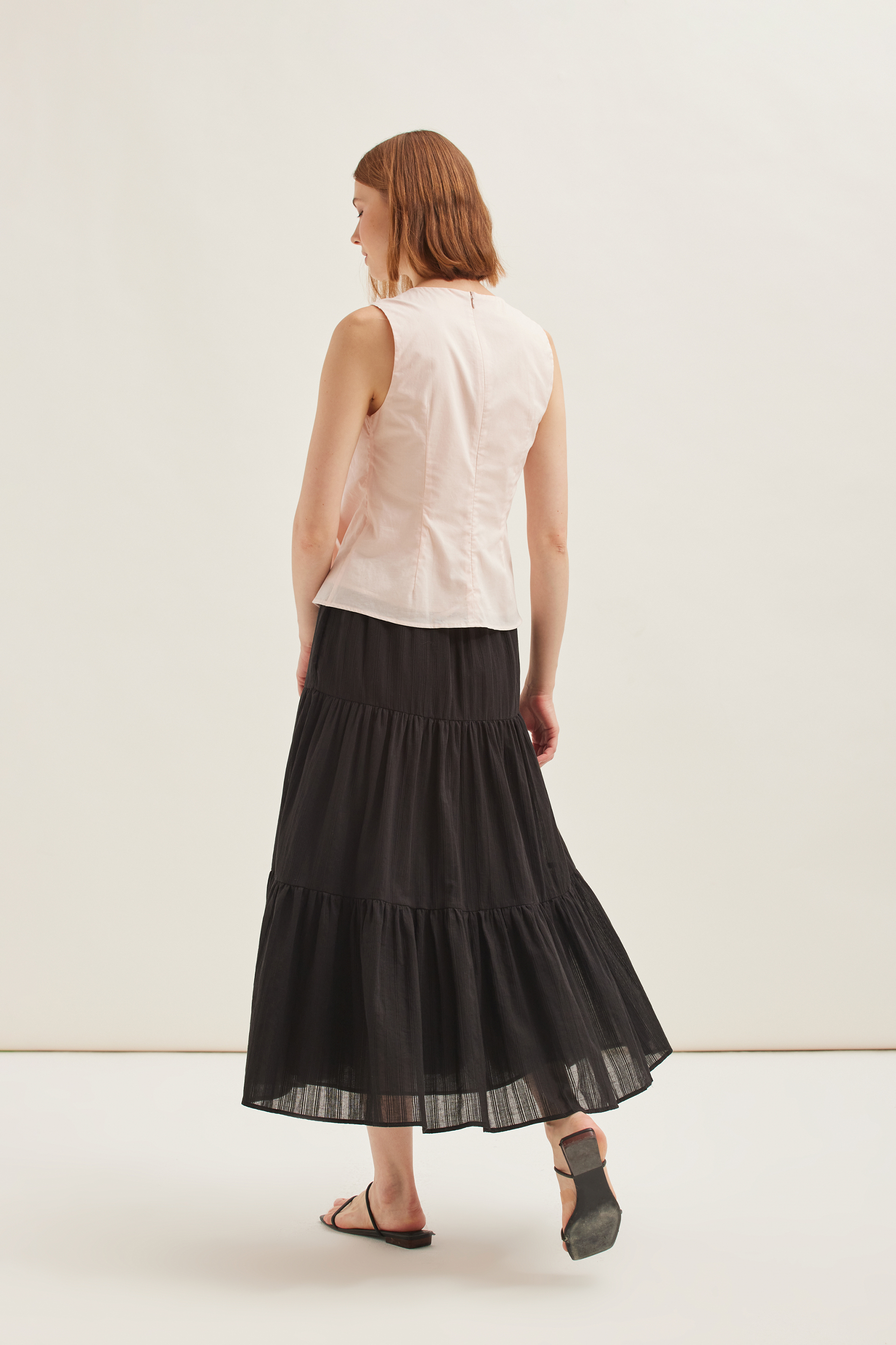 Textured Cotton Midi Skirt