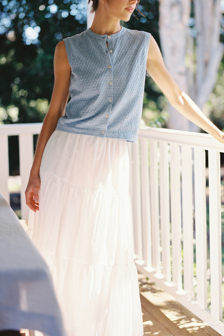 Textured Cotton Midi Skirt