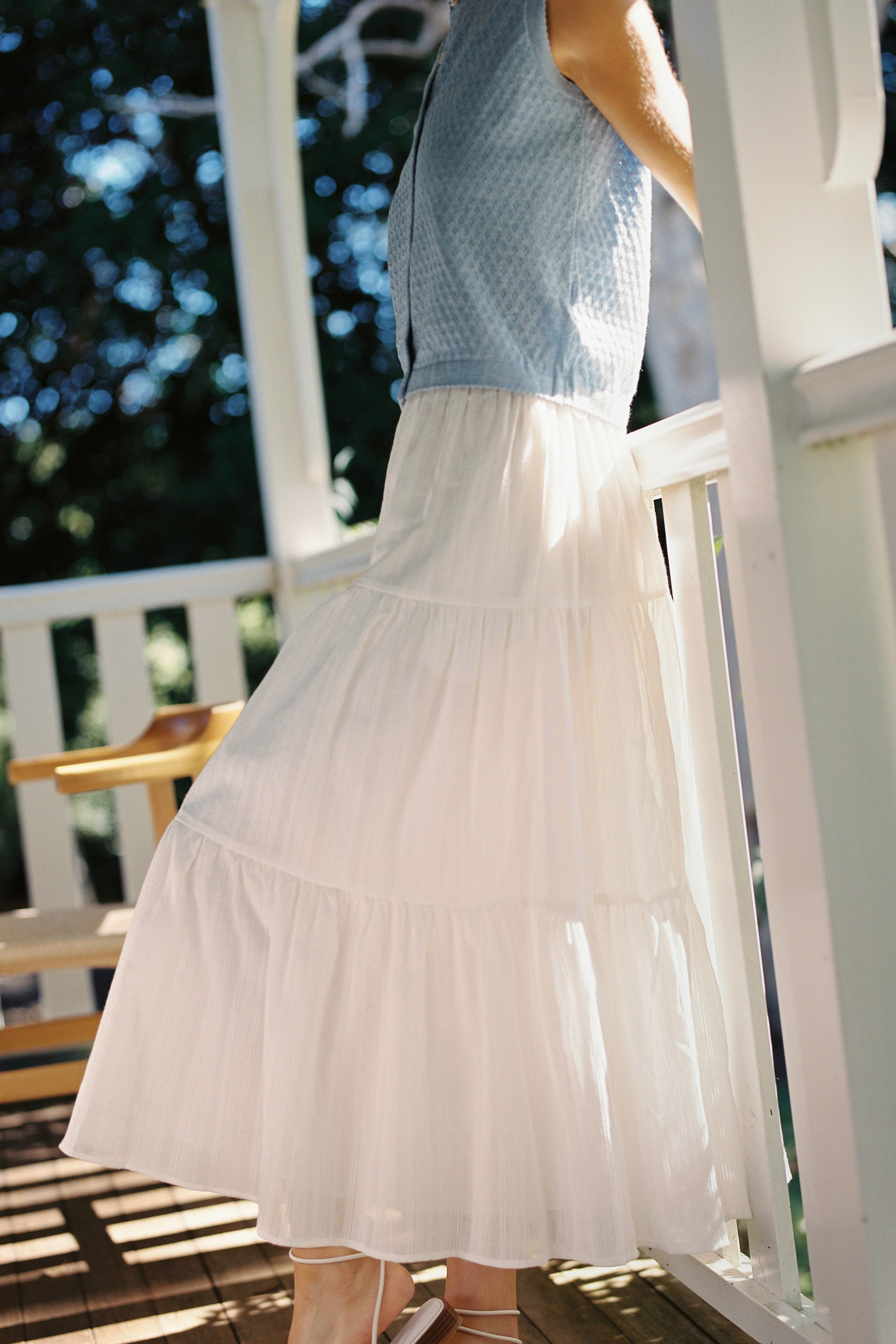 Textured Cotton Midi Skirt