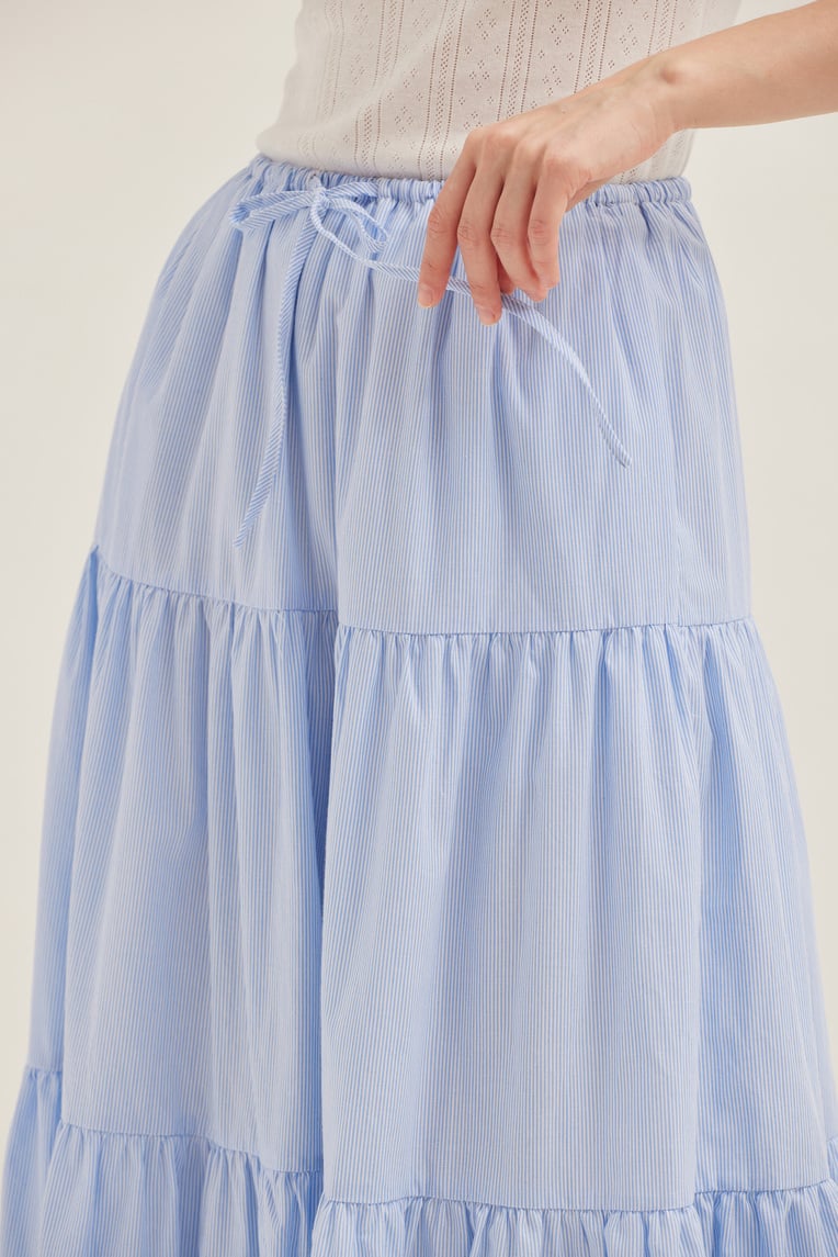 Striped Cotton Midi Skirt