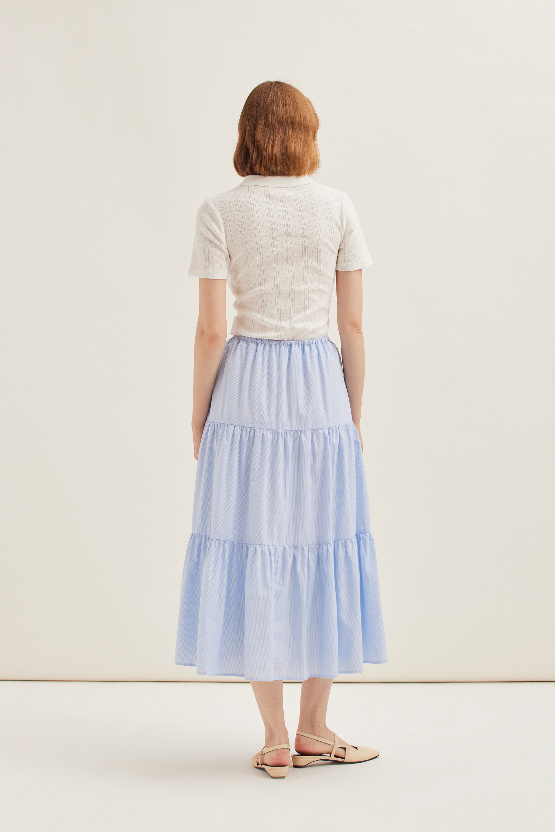 Striped Cotton Midi Skirt