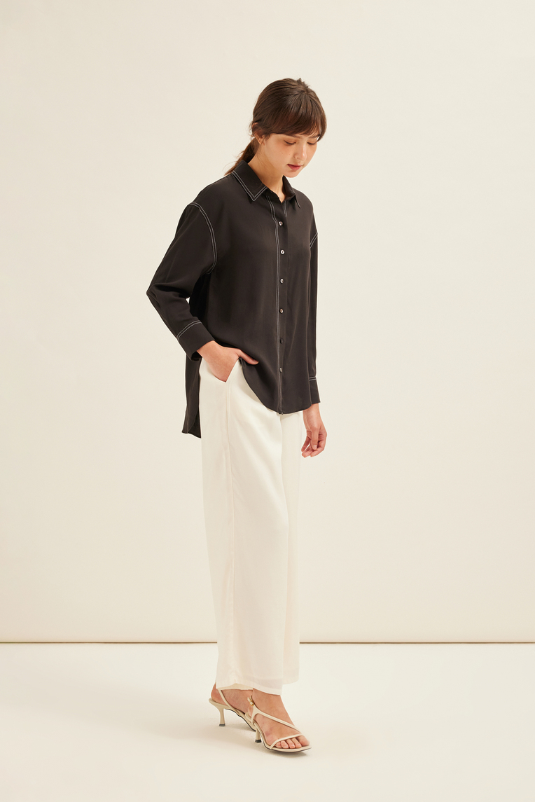 Contrast Stitch Oversized Shirt
