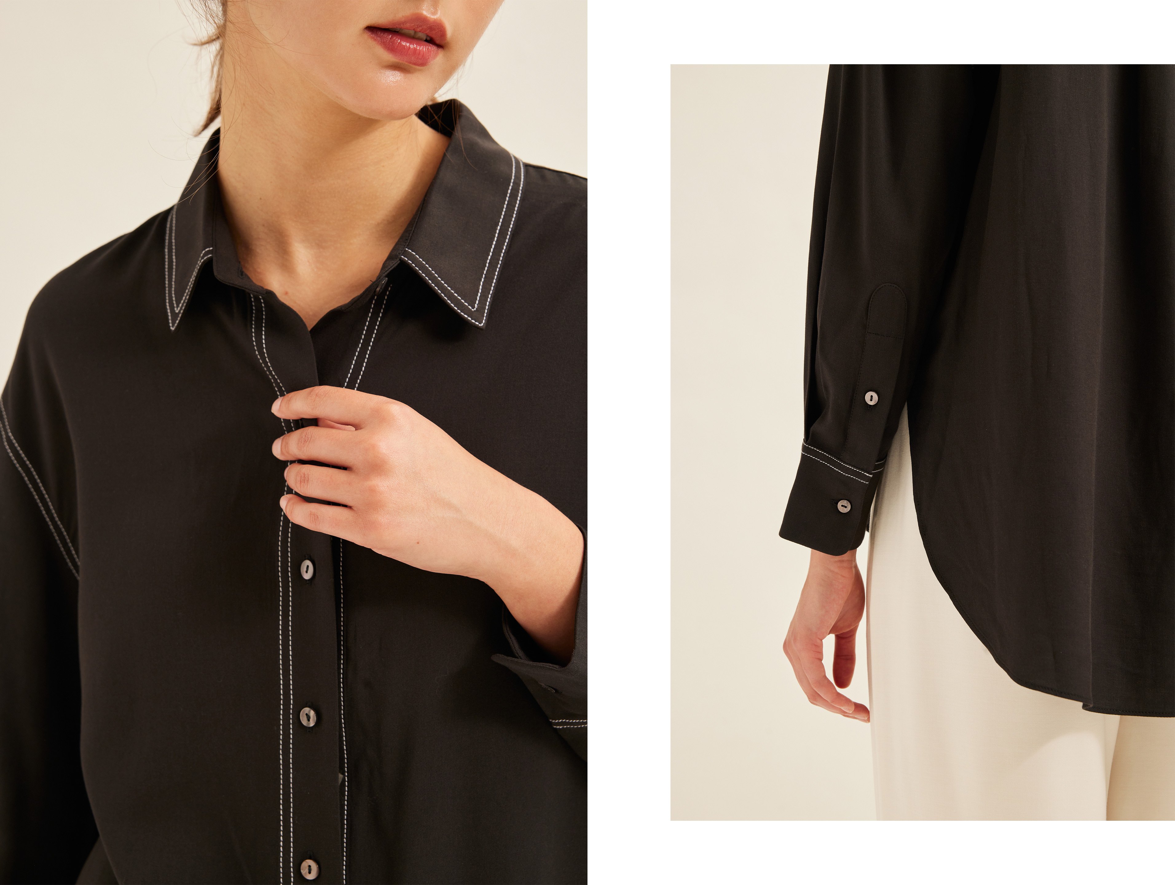 Contrast Stitch Oversized Shirt