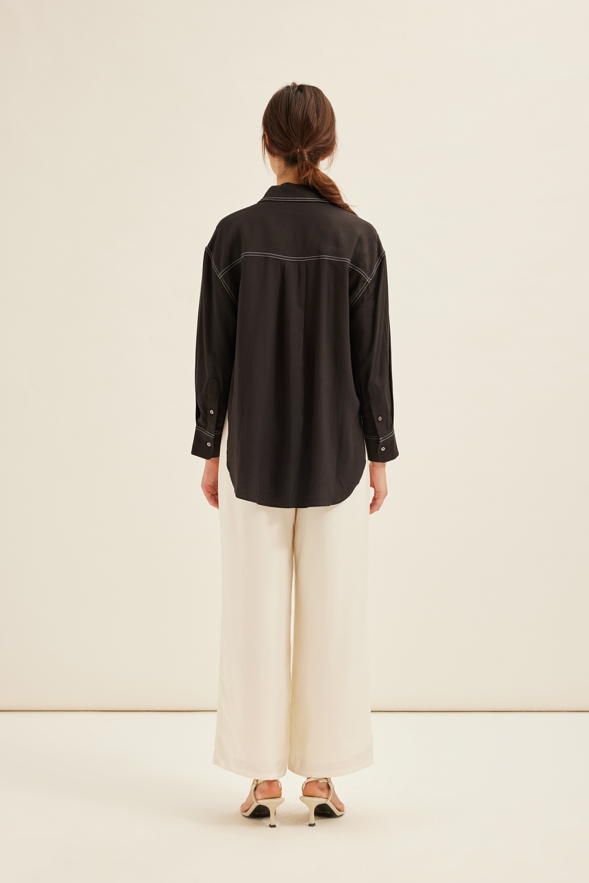 Contrast Stitch Oversized Shirt