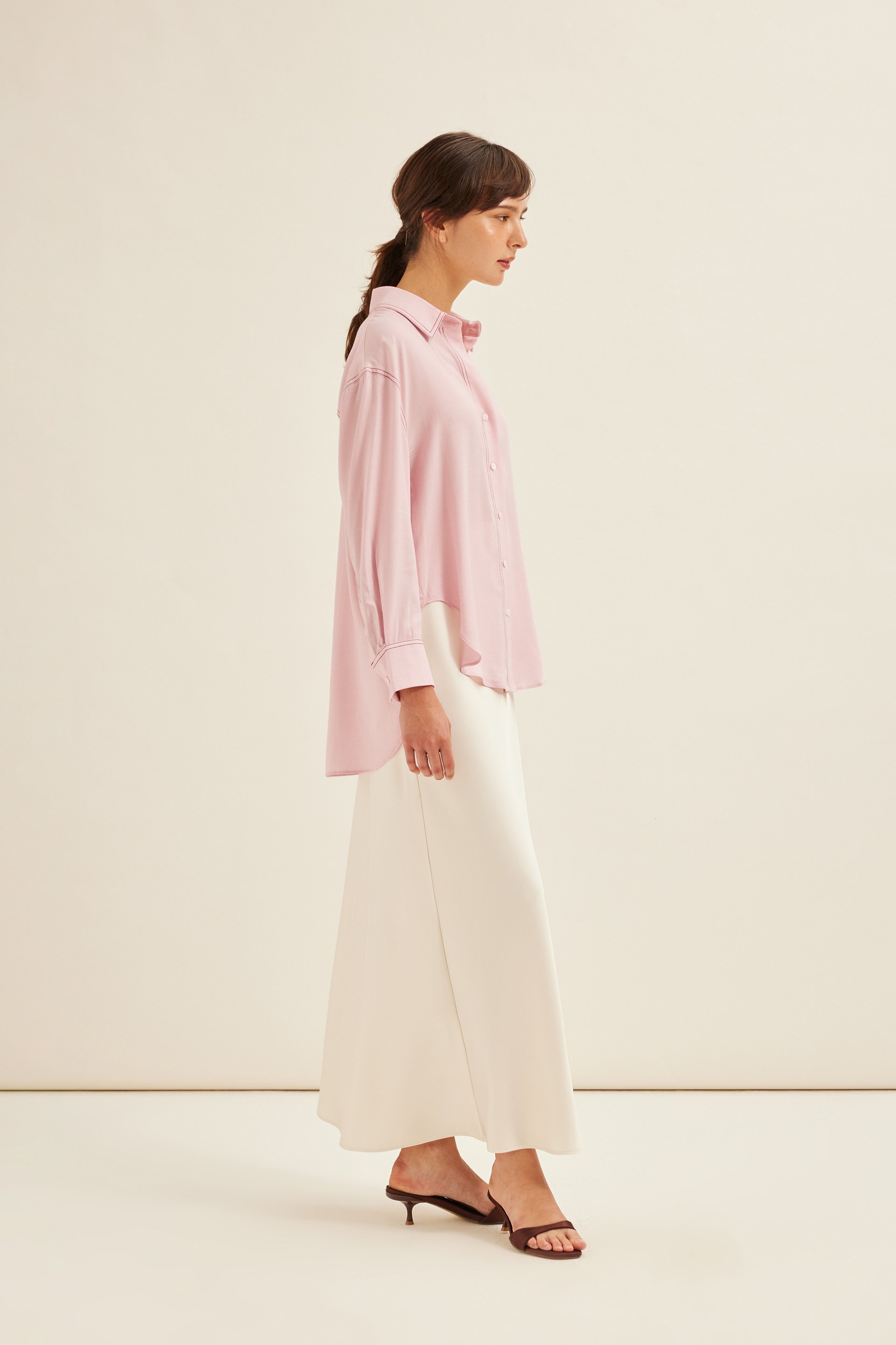 Contrast Stitch Oversized Shirt