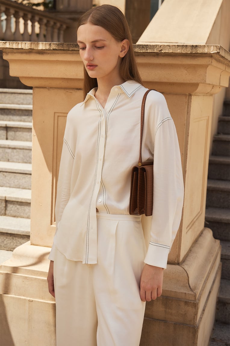 Contrast Stitch Oversized Shirt