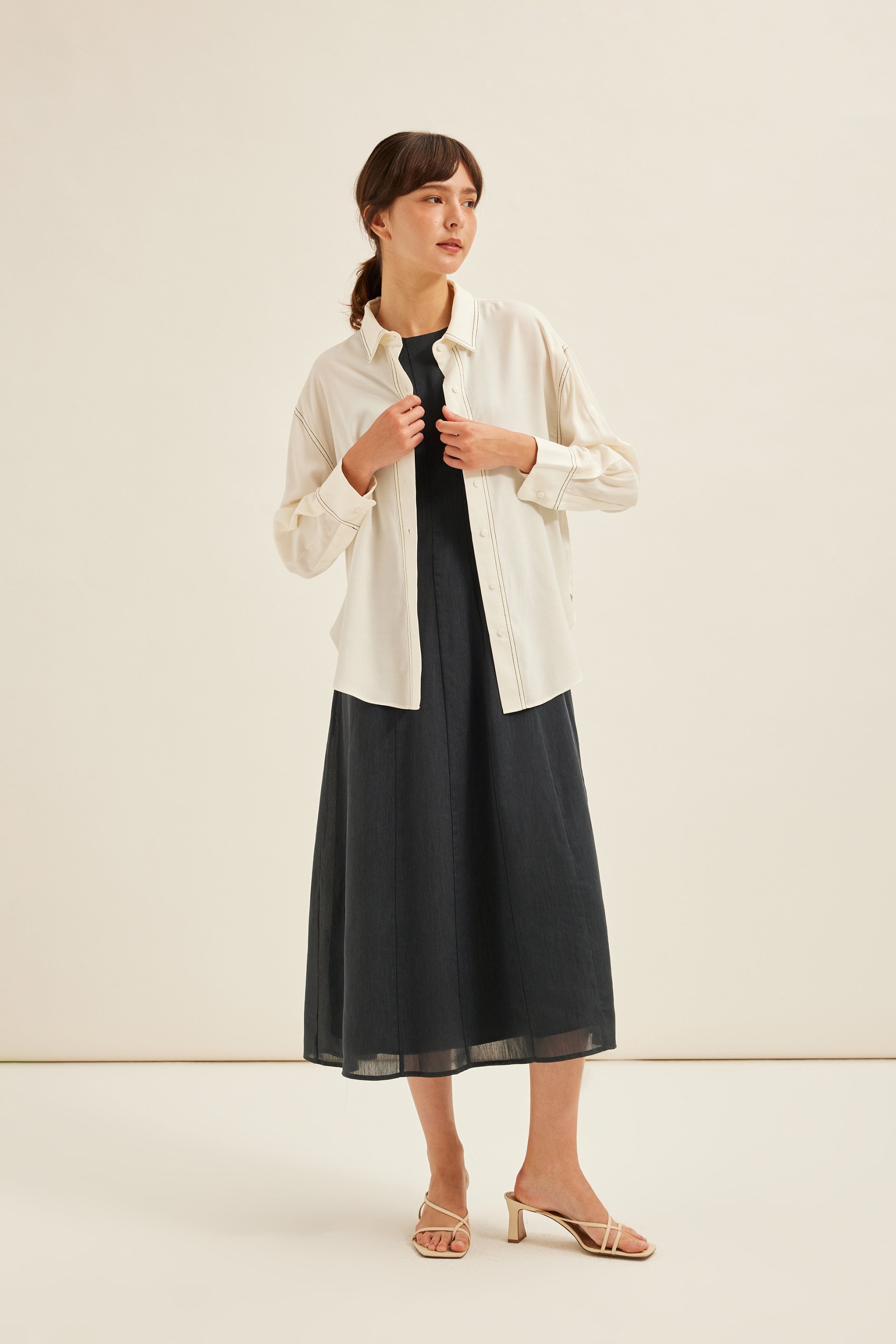 Contrast Stitch Oversized Shirt