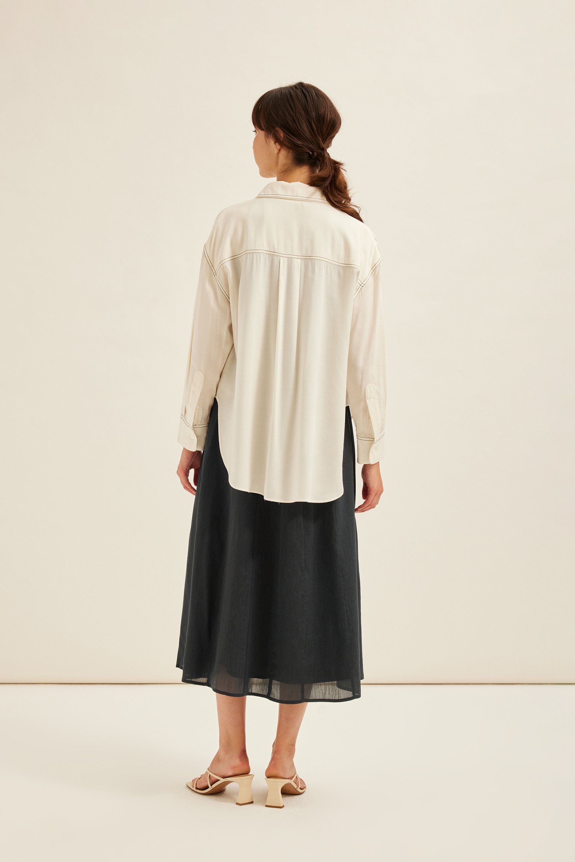 Contrast Stitch Oversized Shirt