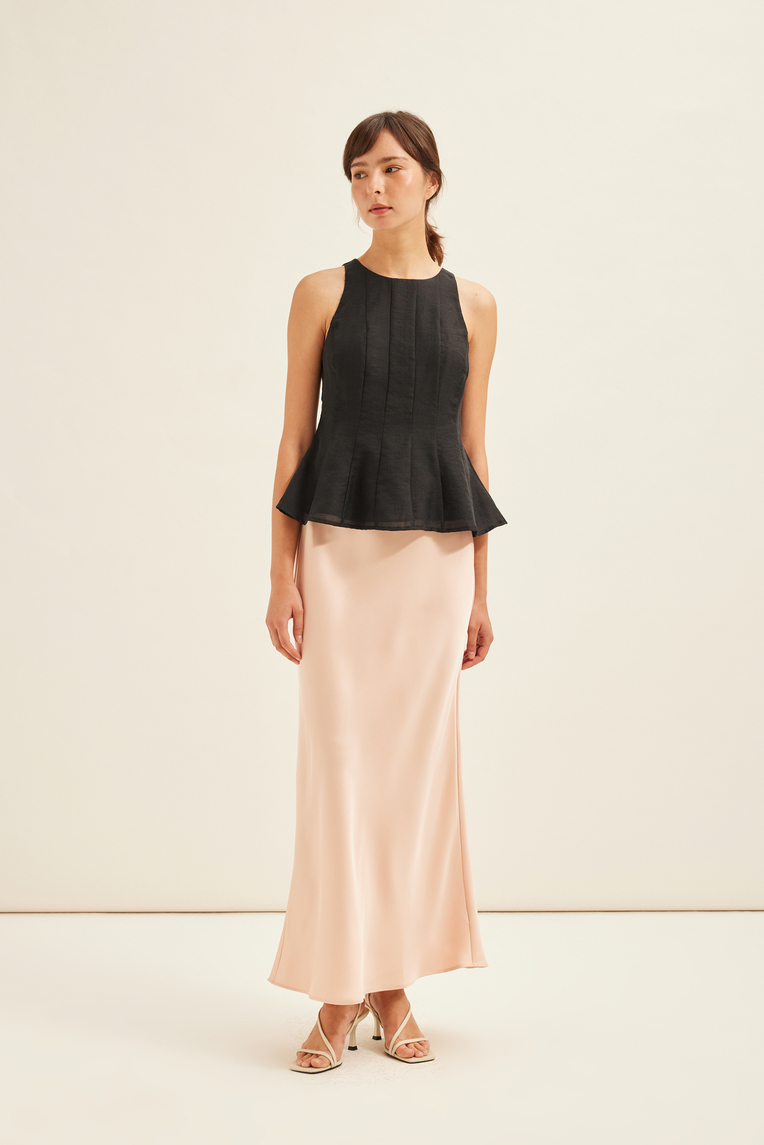 Pleated Peplum Halter Top