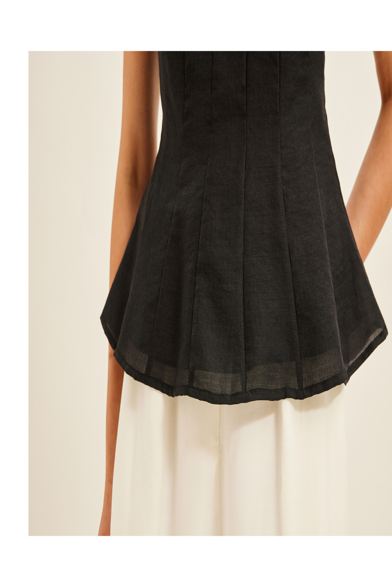 Pleated Peplum Halter Top