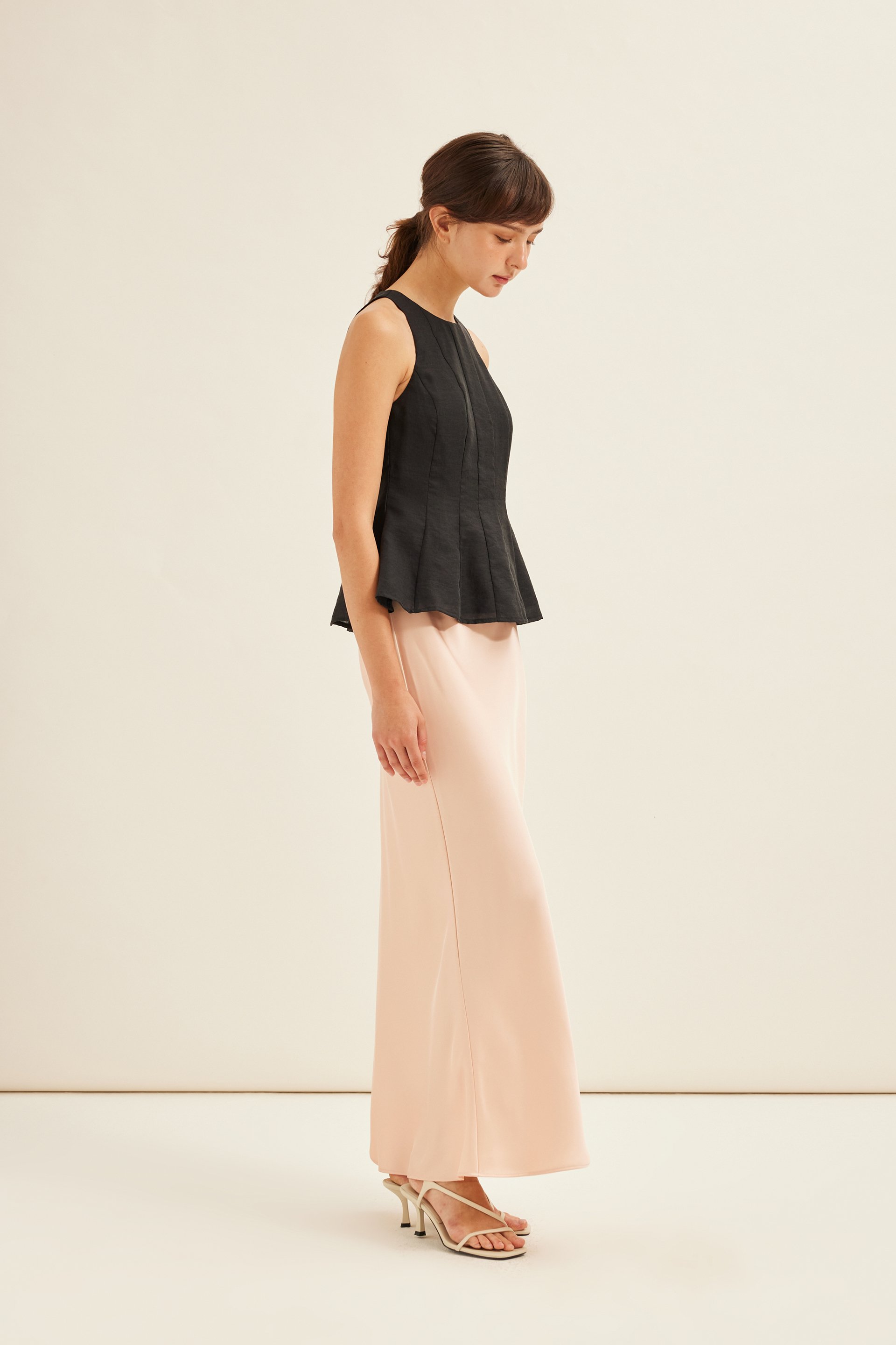 Pleated Peplum Halter Top