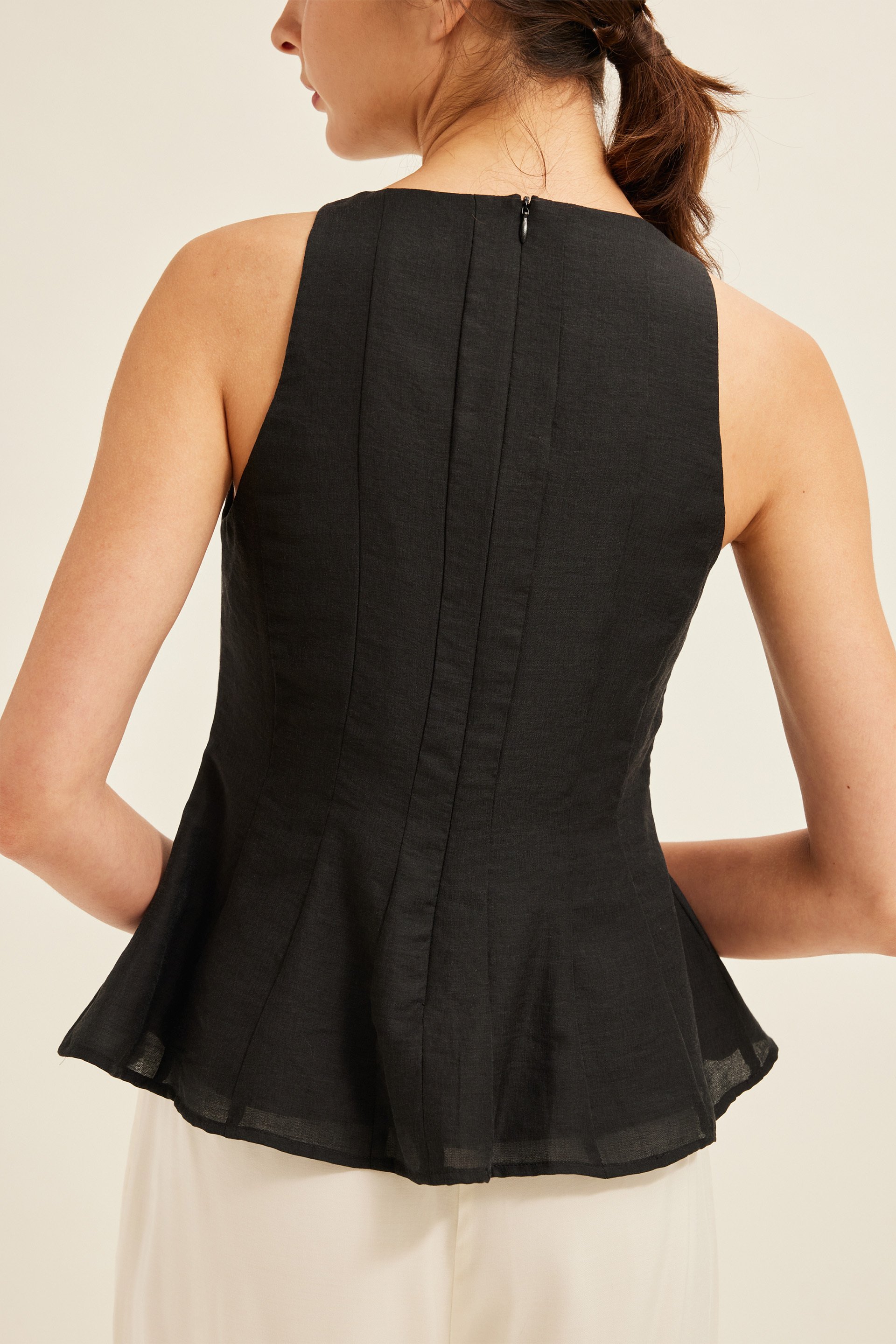 Pleated Peplum Halter Top