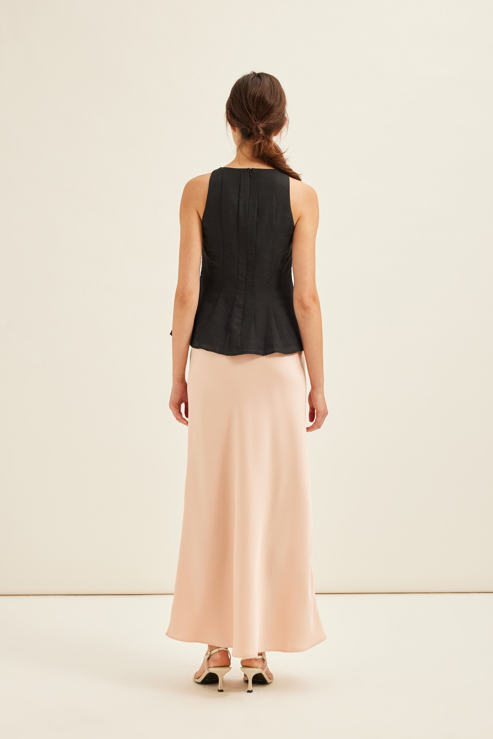 Pleated Peplum Halter Top