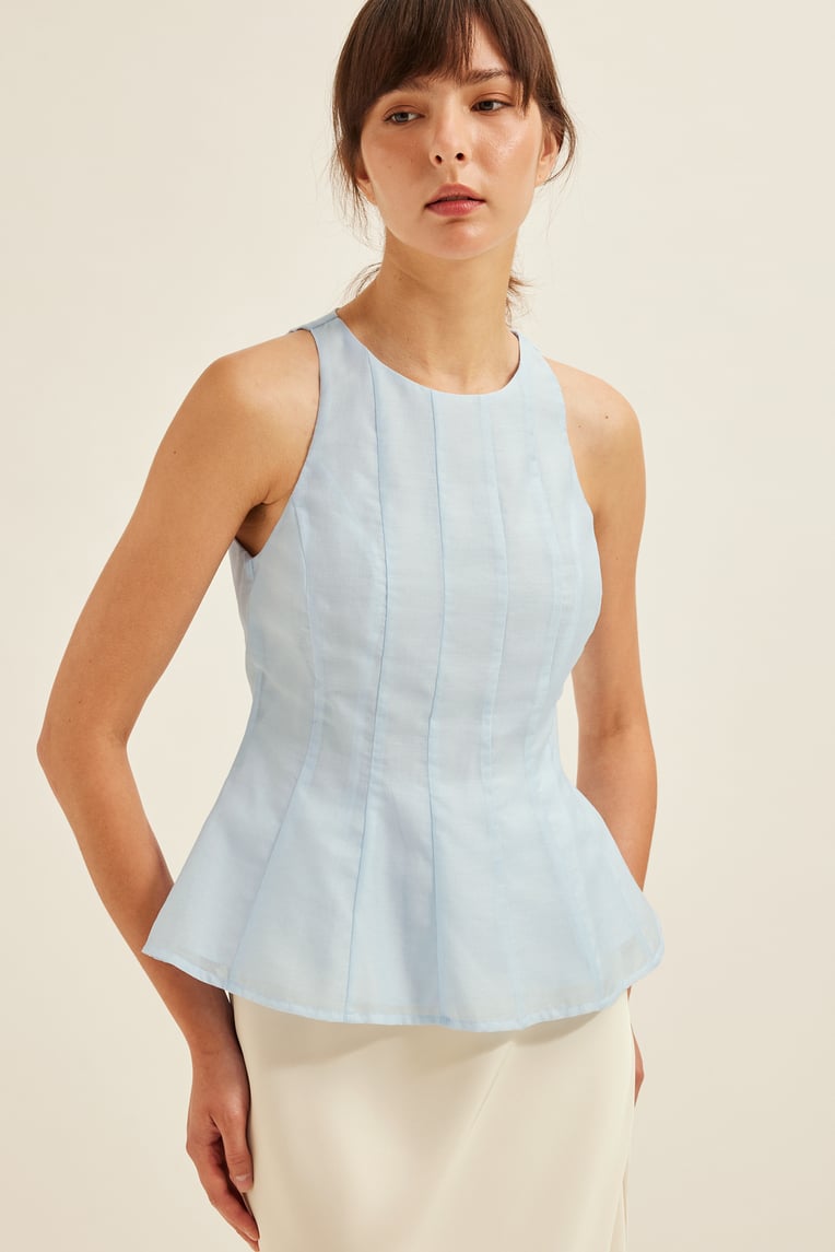 Pleated Peplum Halter Top